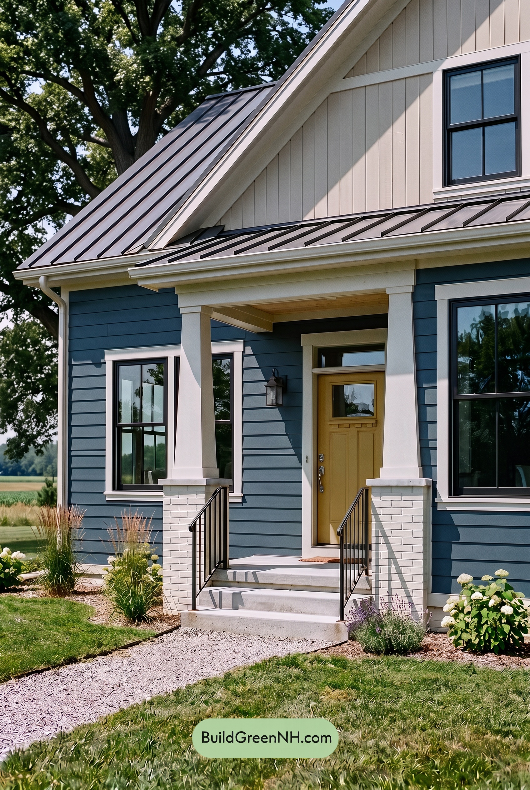 Blue House Front Door Color Scheme: Sapphire Daffodil Entry - Shade