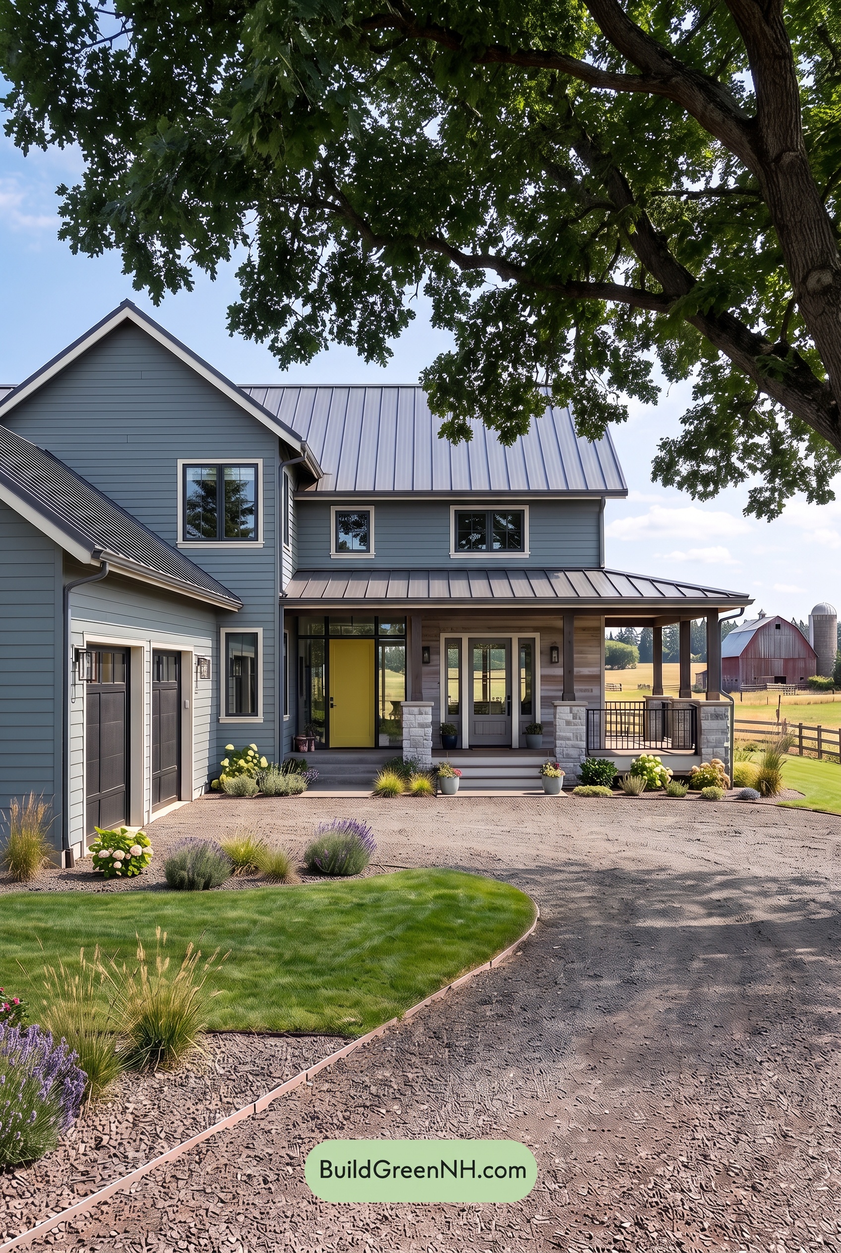 Blue House Front Door Color Scheme: Slate Citron - Shade