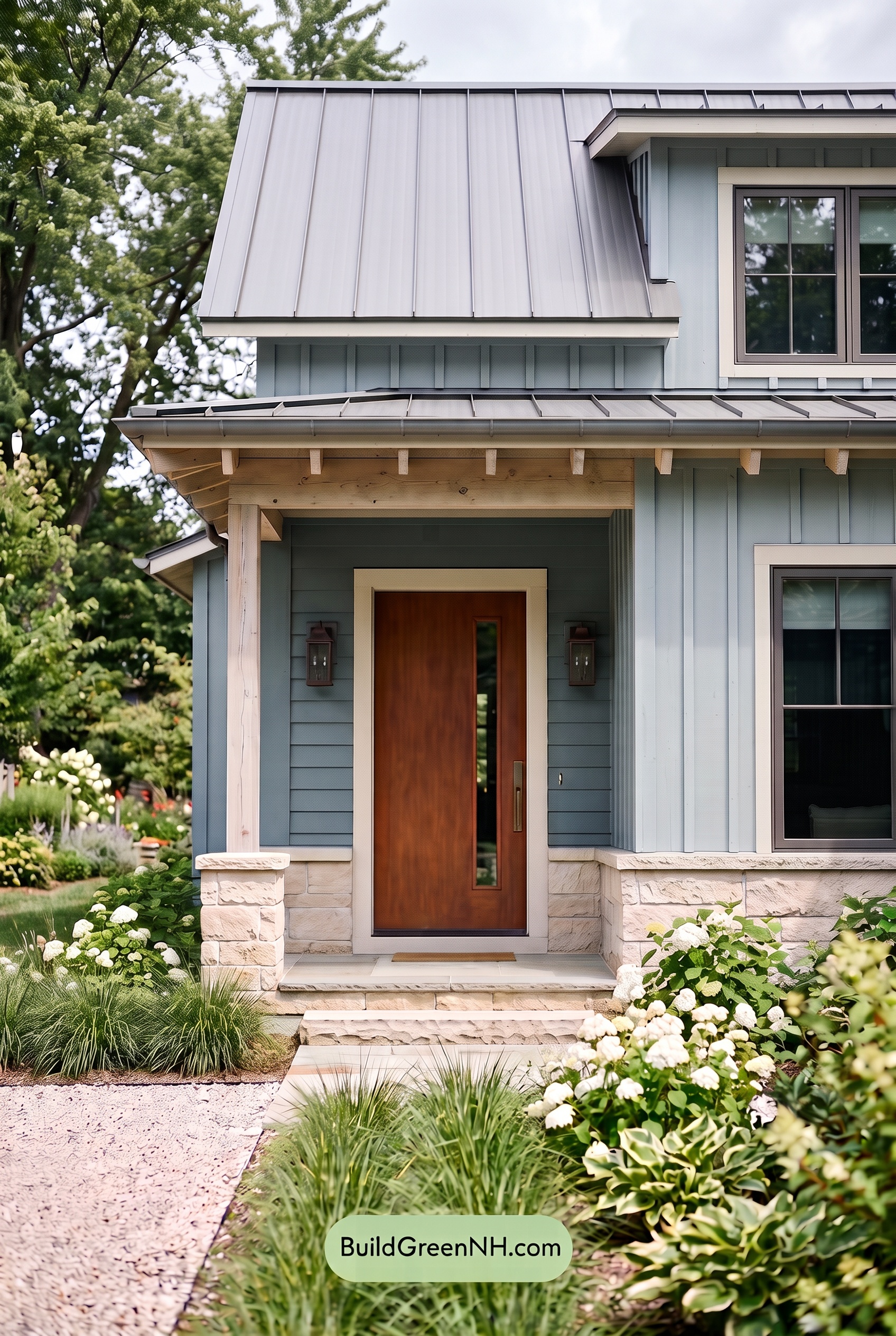 Blue House Front Door Color Scheme: Tidewashed Copper Entry - Overcast