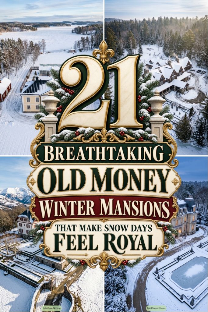 21 Breathtaking Old Money Winter Mansions That Make Snow Days Feel Royal
