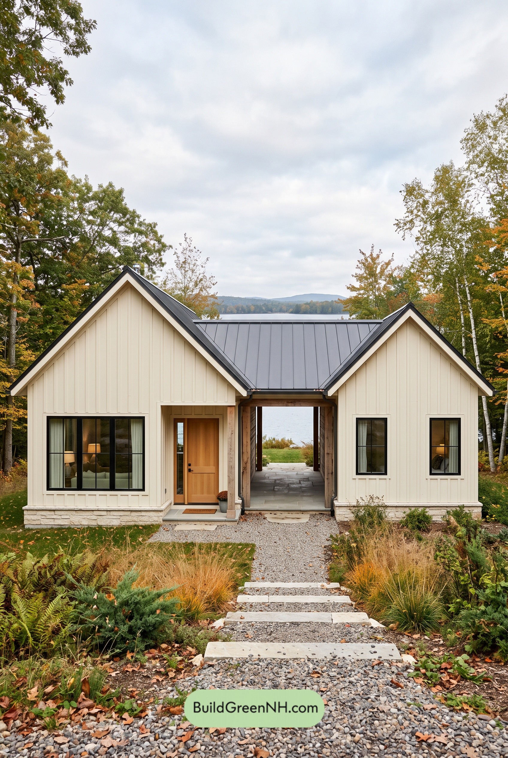 42×32 ft 1,060 sqft 2-Bed 1-Bath Modern Dog Trot Farmhouse Floor Plans: Offset Gables Dogtrot Farmhouse