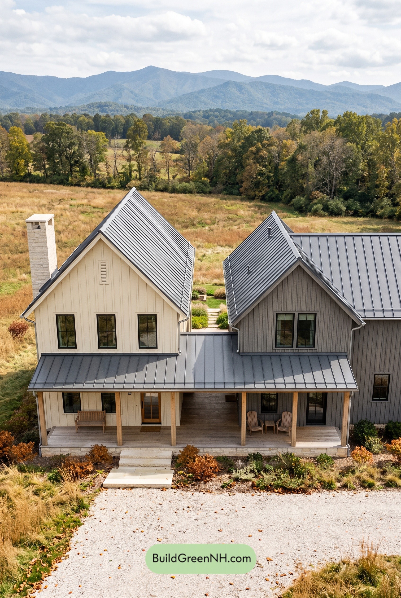 60×36 ft 3,746 sqft 5-Bed 3.5-Bath Modern Dog Trot Farmhouse Floor Plans: Twin Gables, Open Passage