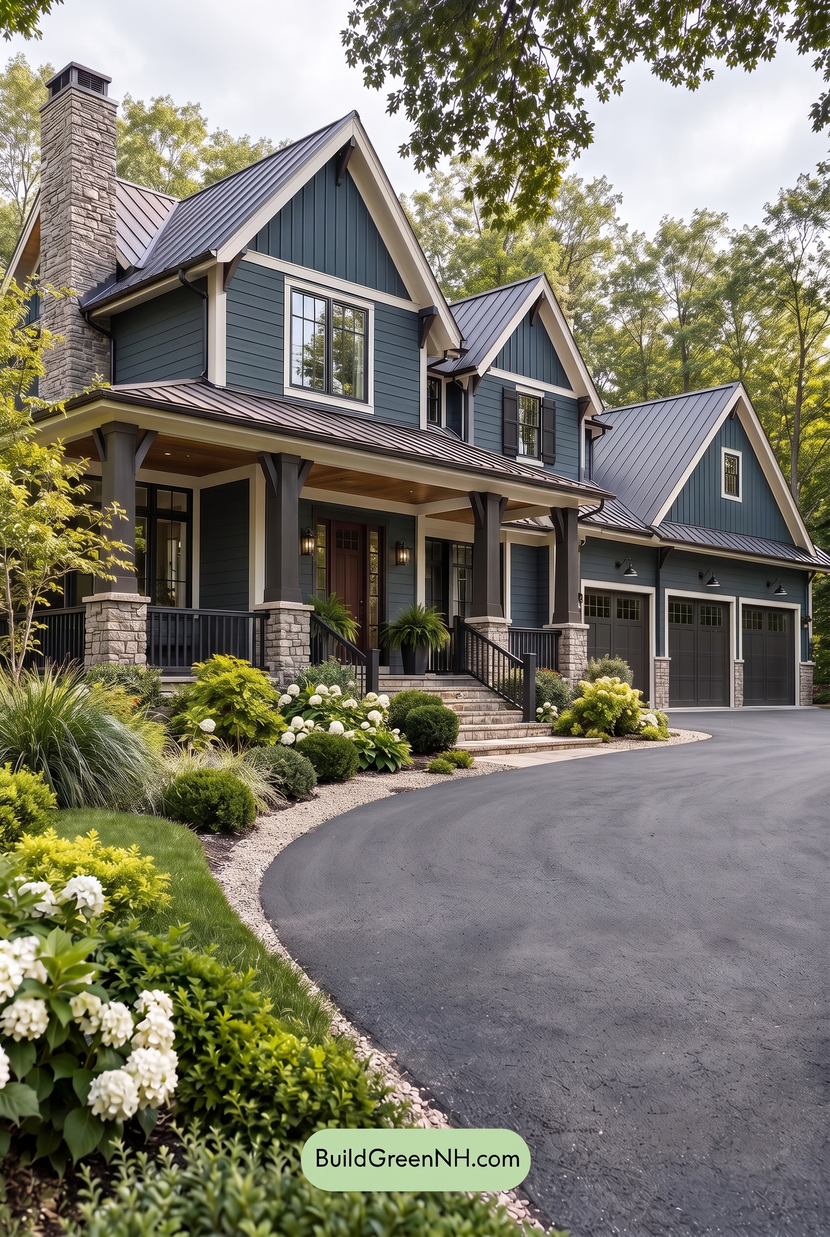 Dark Teal House Exterior Color Scheme: Bluegreen Ironwood - Overcast