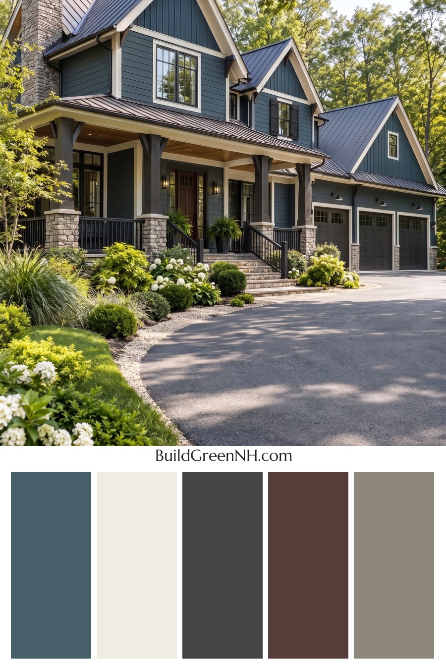 Dark Teal House Exterior Color Scheme: Bluegreen Ironwood