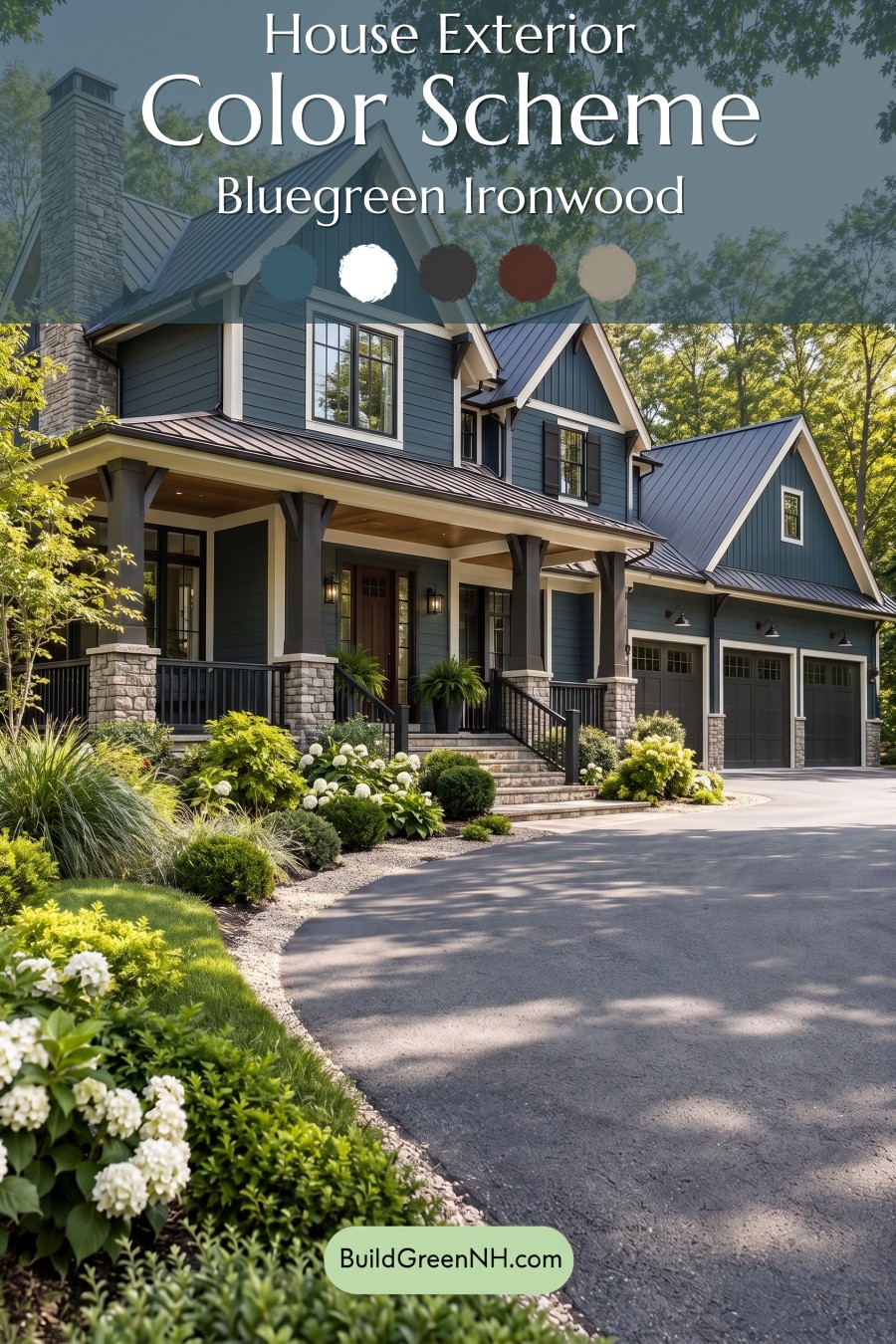 Dark Teal House Exterior Color Scheme: Bluegreen Ironwood