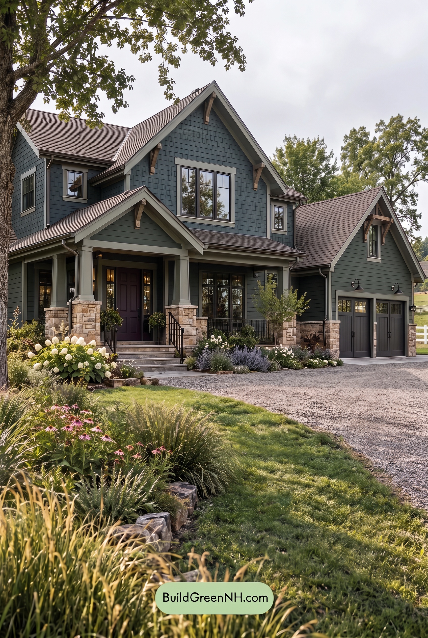 Dark Teal House Exterior Color Scheme: Cedar Verdant Quiet - Overcast