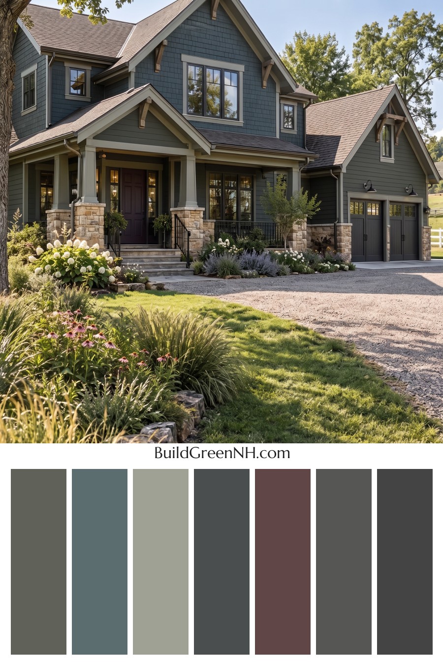 Dark Teal House Exterior Color Scheme: Cedar Verdant Quiet