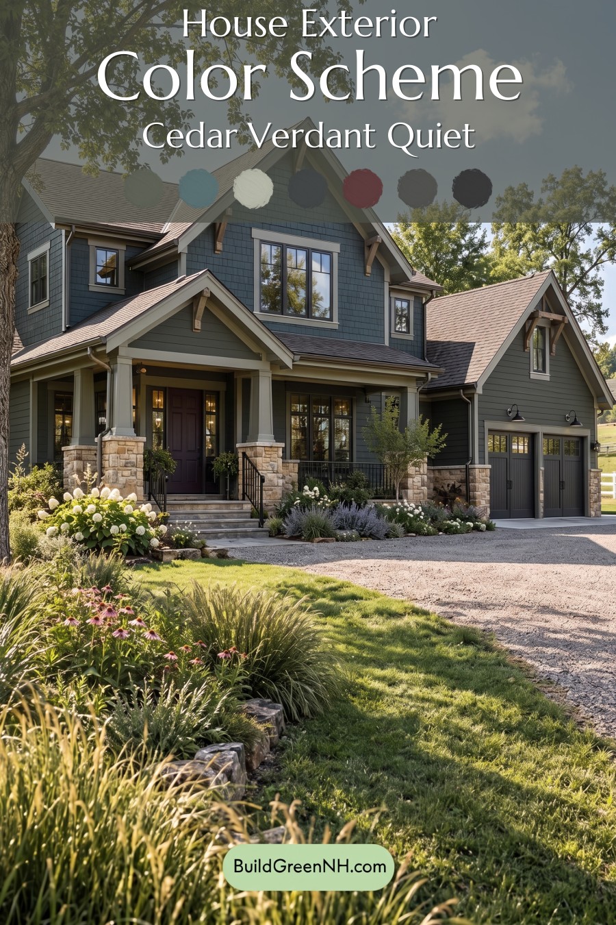 Dark Teal House Exterior Color Scheme: Cedar Verdant Quiet