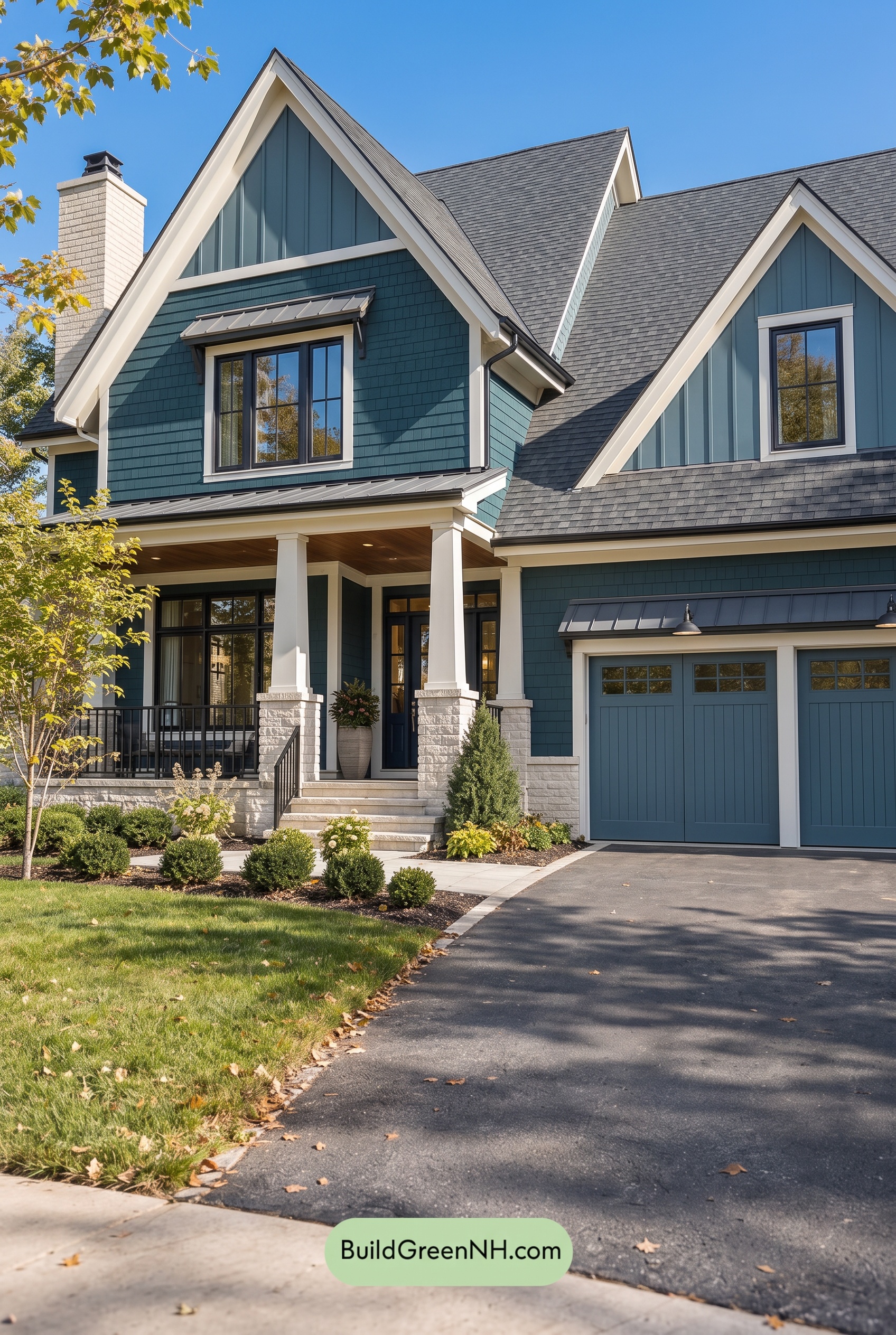 Dark Teal House Exterior Color Scheme: Cobalt Linen Hearth