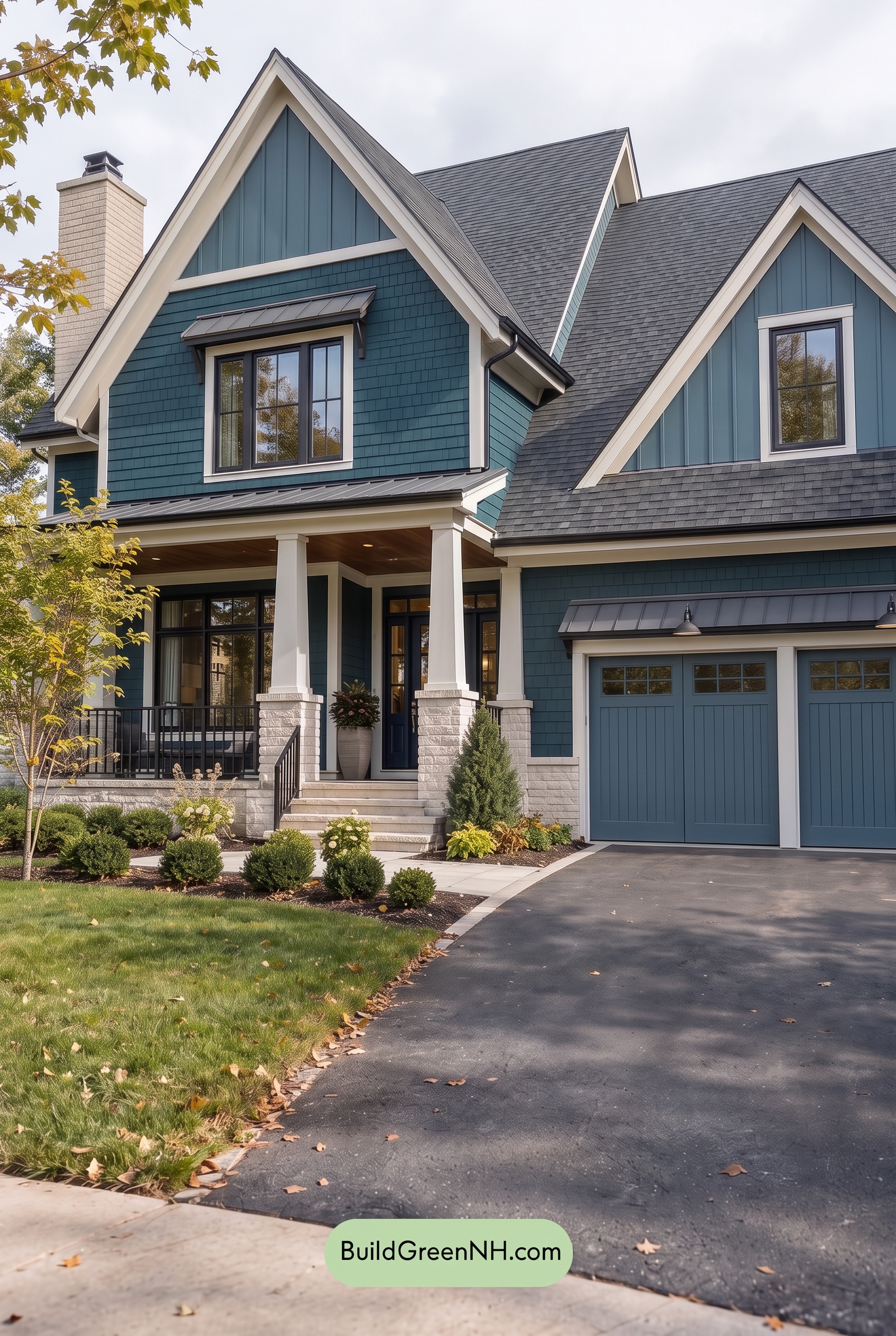 Dark Teal House Exterior Color Scheme: Cobalt Linen Hearth - Overcast