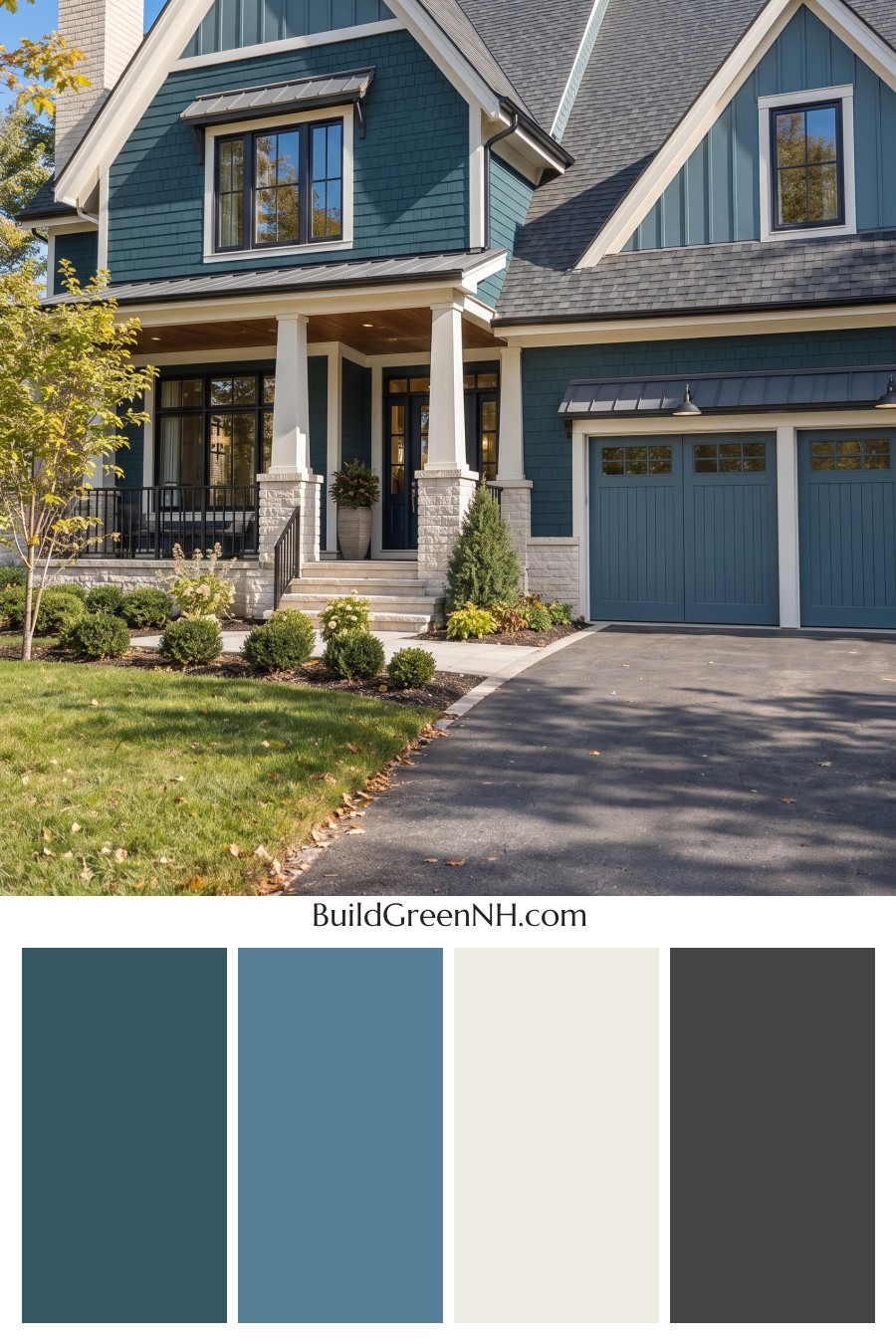 Dark Teal House Exterior Color Scheme: Cobalt Linen Hearth