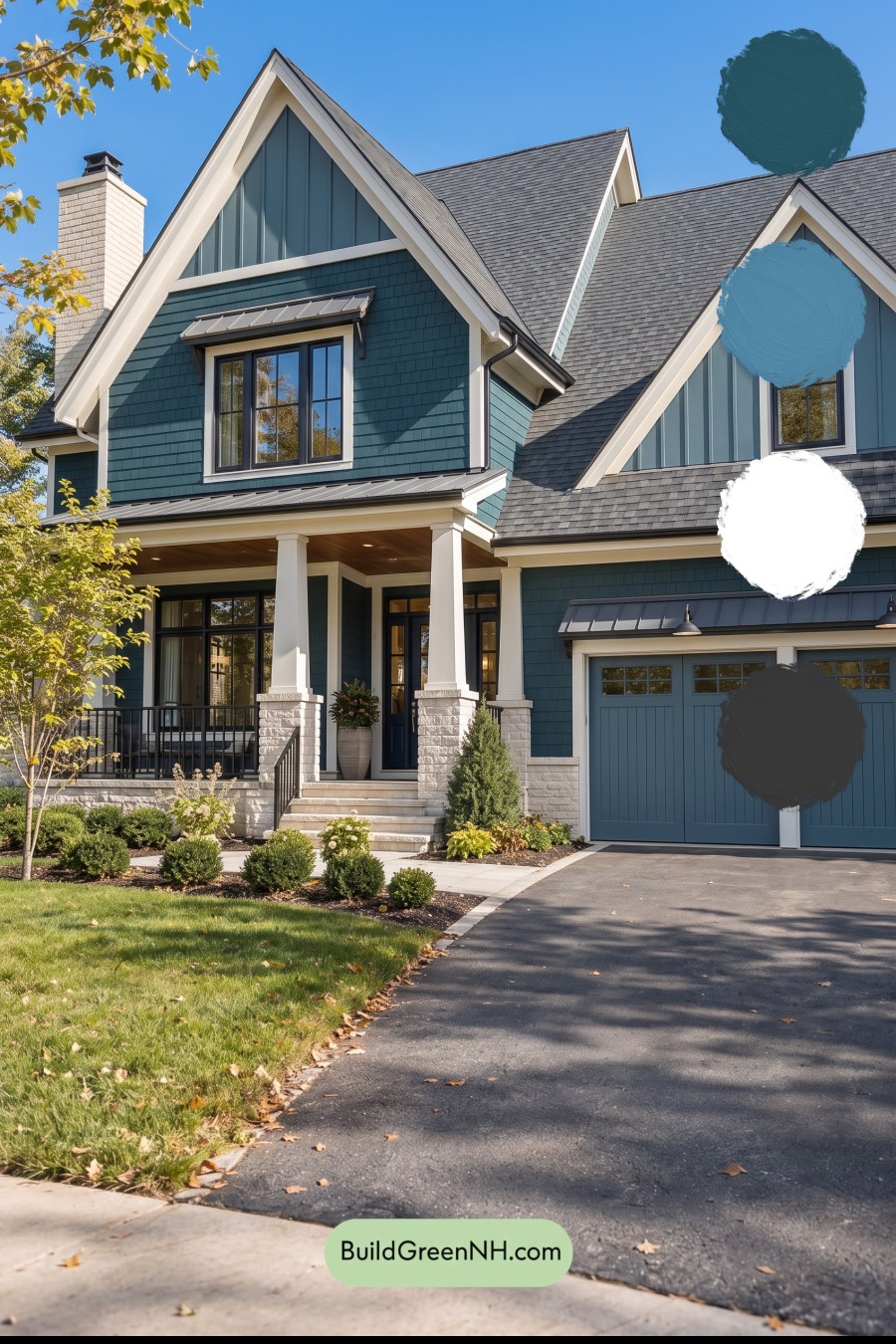 Dark Teal House Exterior Color Scheme: Cobalt Linen Hearth