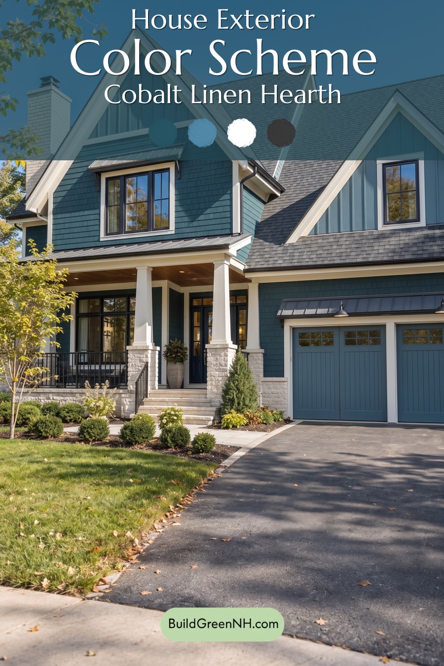 Dark Teal House Exterior Color Scheme: Cobalt Linen Hearth