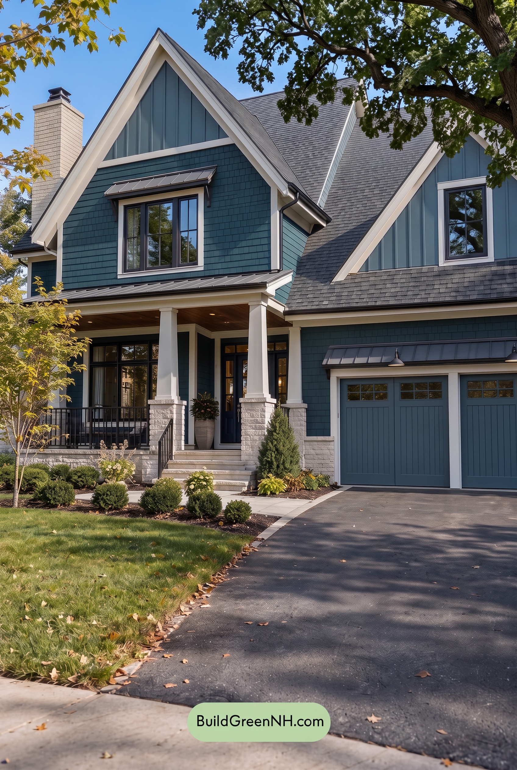Dark Teal House Exterior Color Scheme: Cobalt Linen Hearth - Shade