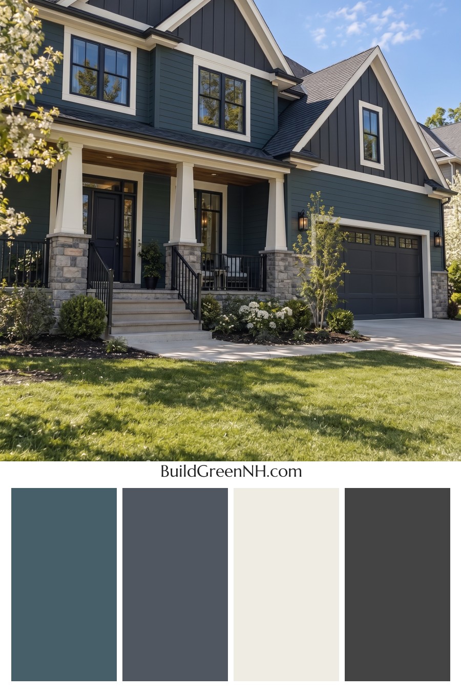 Dark Teal House Exterior Color Scheme: Dusky Teal Poise