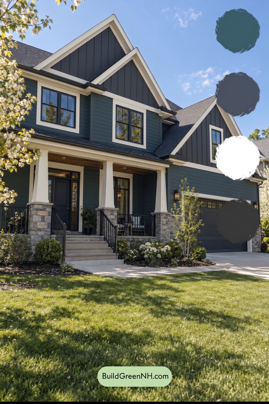 Dark Teal House Exterior Color Scheme: Dusky Teal Poise