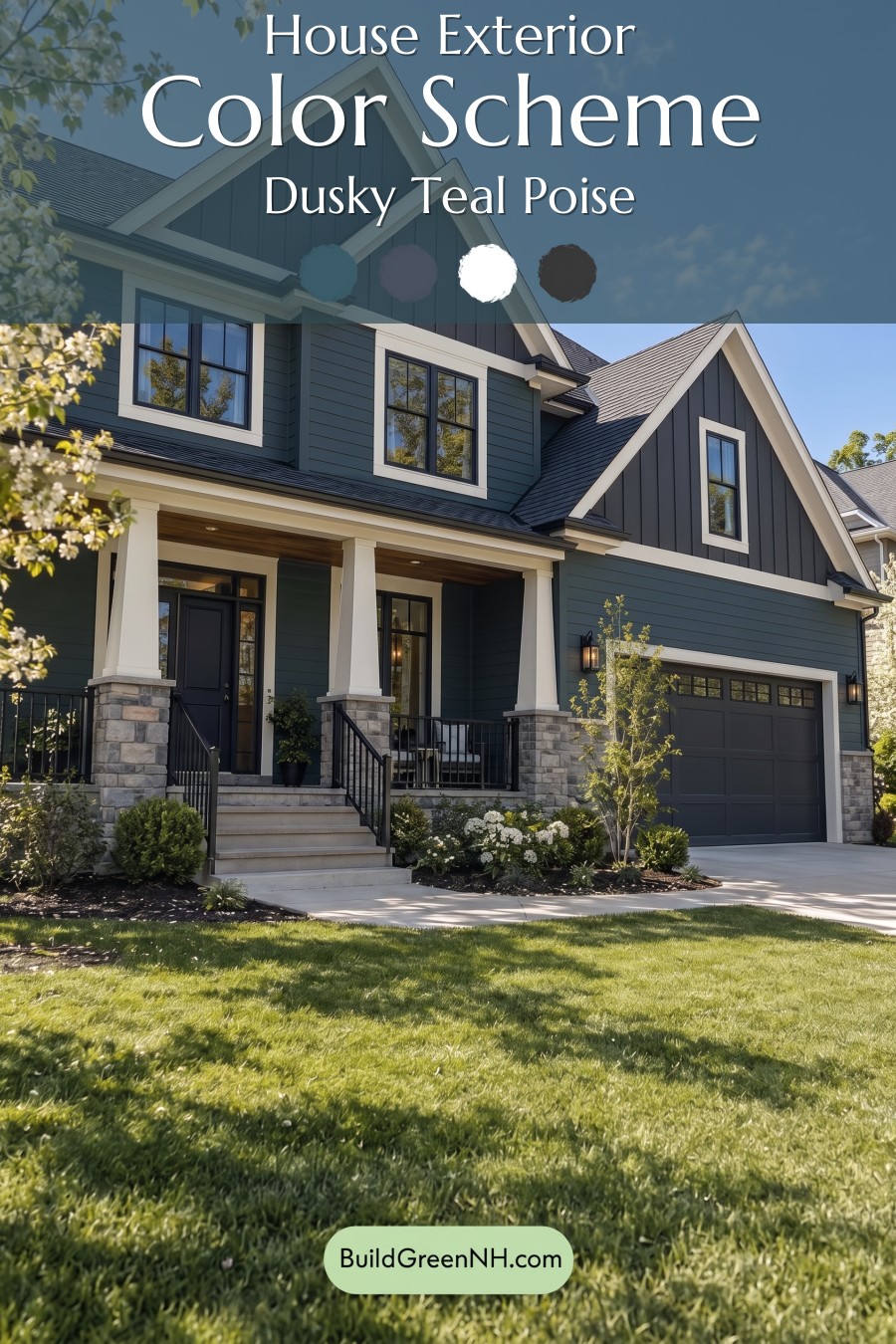 Dark Teal House Exterior Color Scheme: Dusky Teal Poise