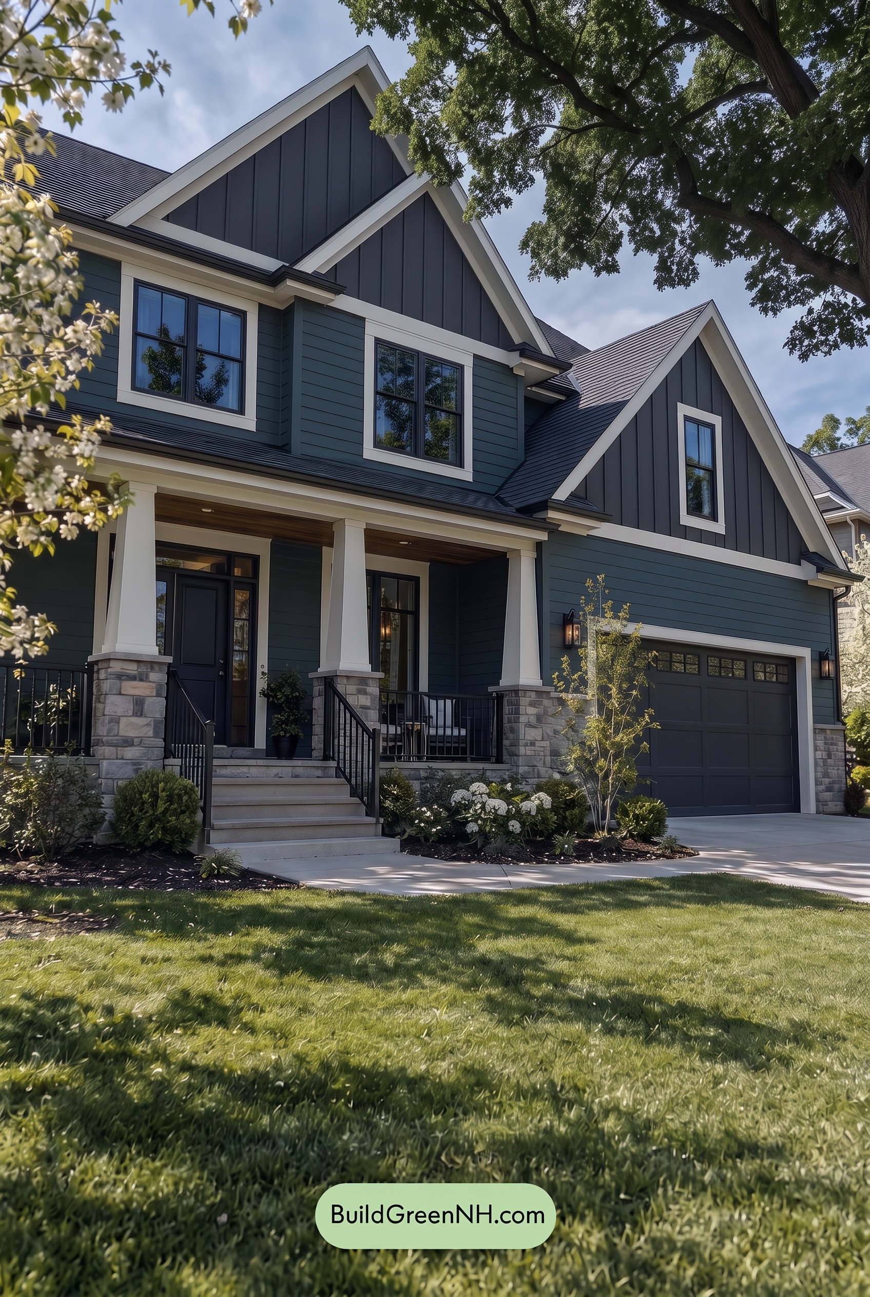 Dark Teal House Exterior Color Scheme: Dusky Teal Poise - Shade