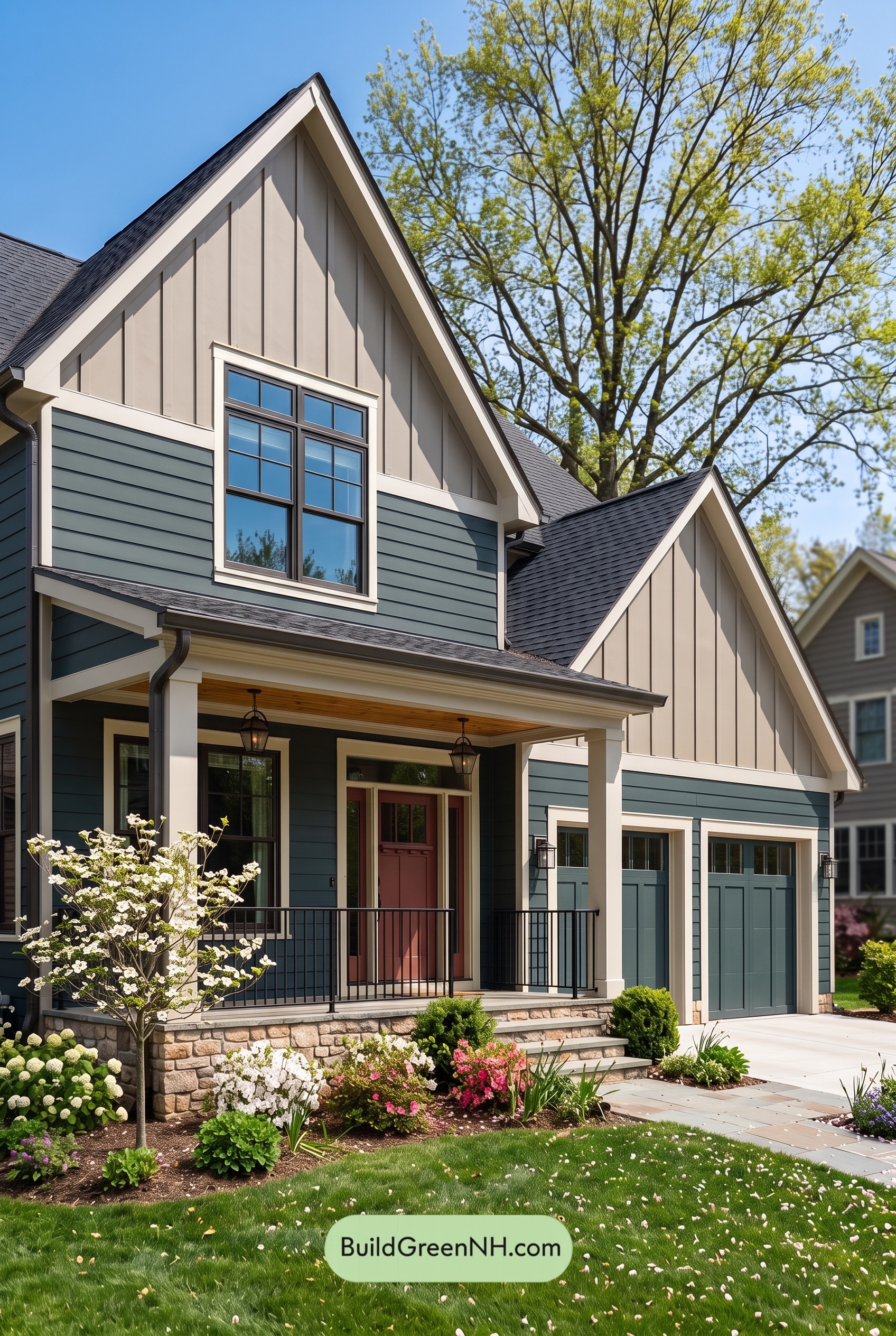 Dark Teal House Exterior Color Scheme: Gable Solace