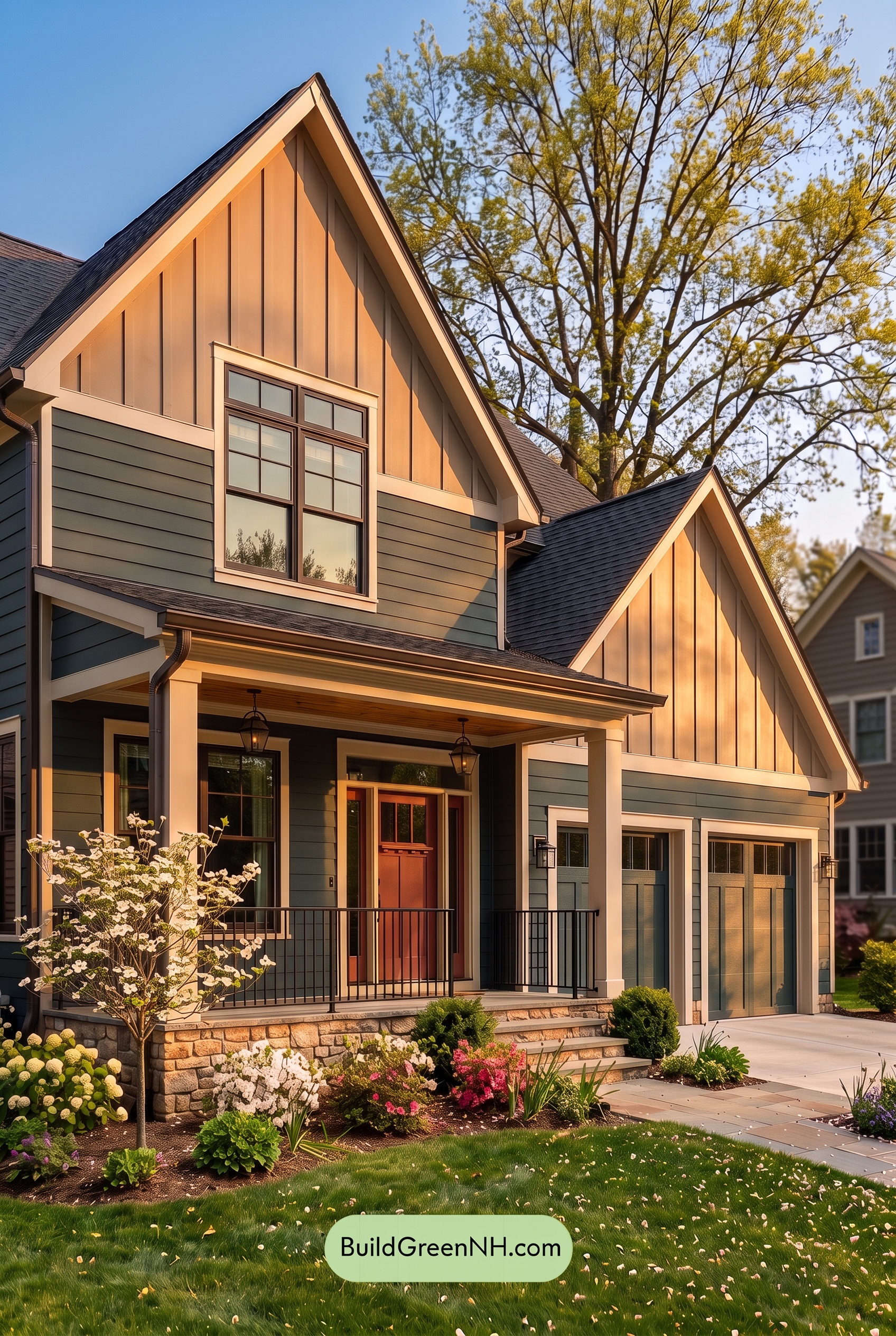 Dark Teal House Exterior Color Scheme: Gable Solace - Golden Hour