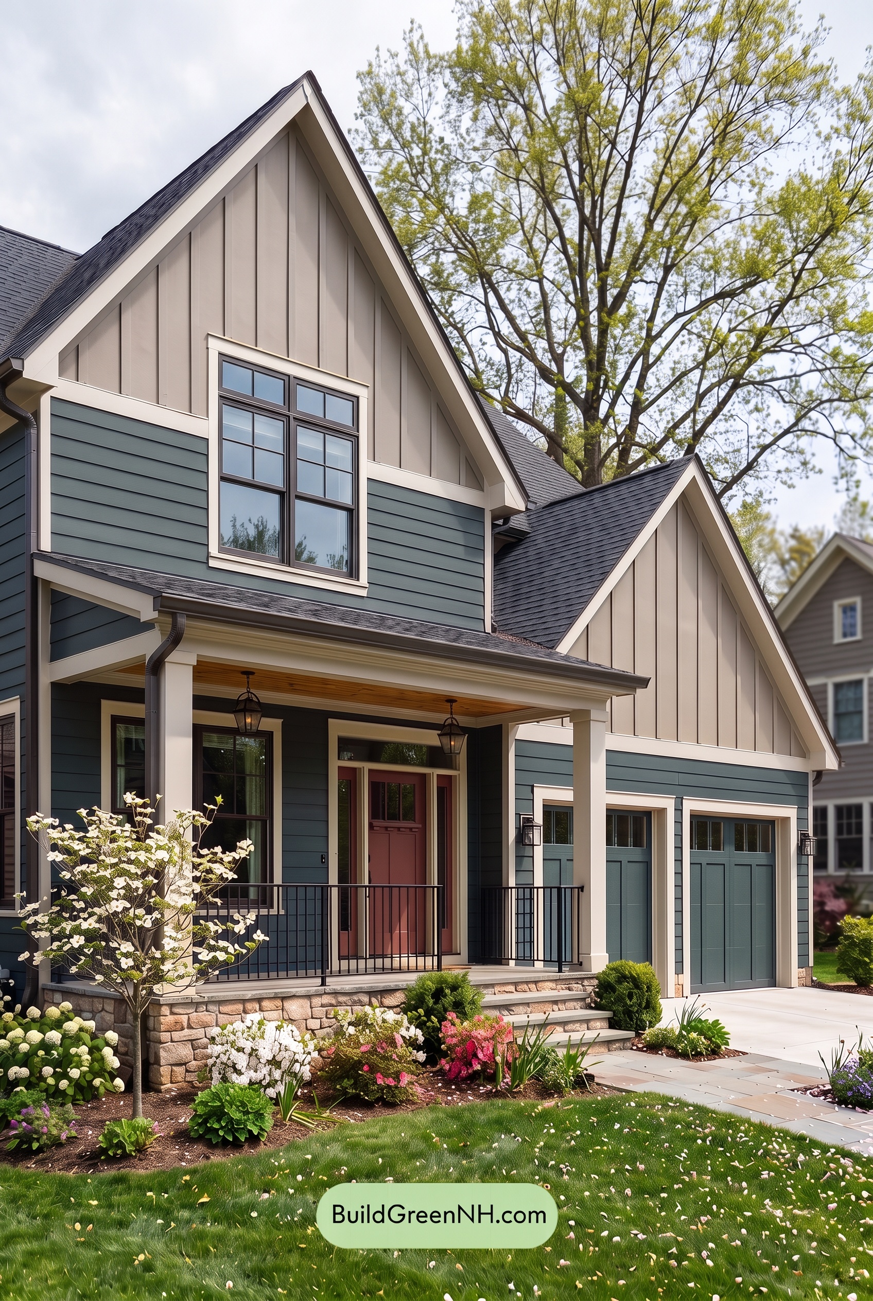 Dark Teal House Exterior Color Scheme: Gable Solace - Overcast
