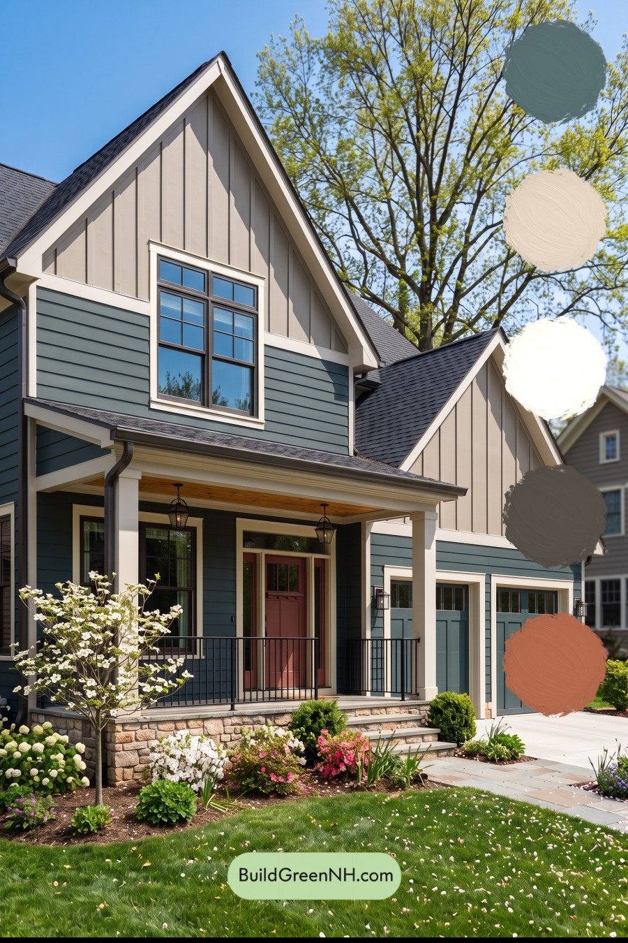 Dark Teal House Exterior Color Scheme: Gable Solace