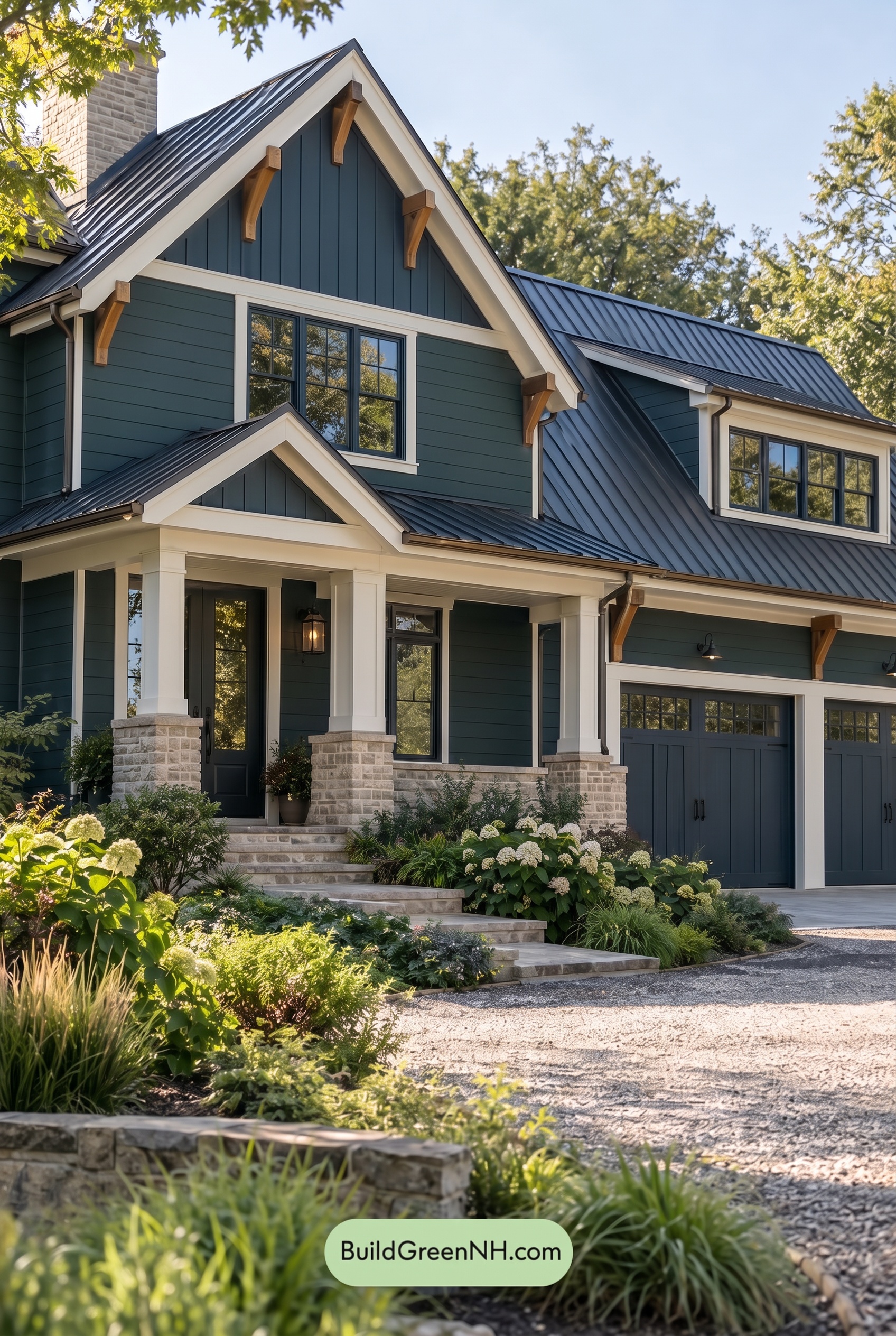 Dark Teal House Exterior Color Scheme: Harbor Chalk Facade