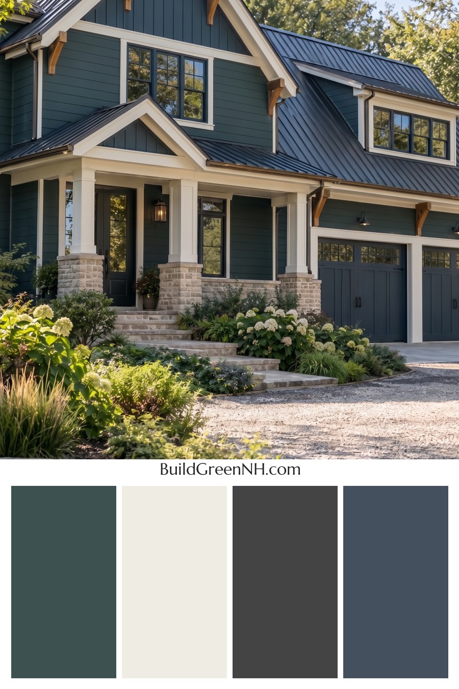 Dark Teal House Exterior Color Scheme: Harbor Chalk Facade