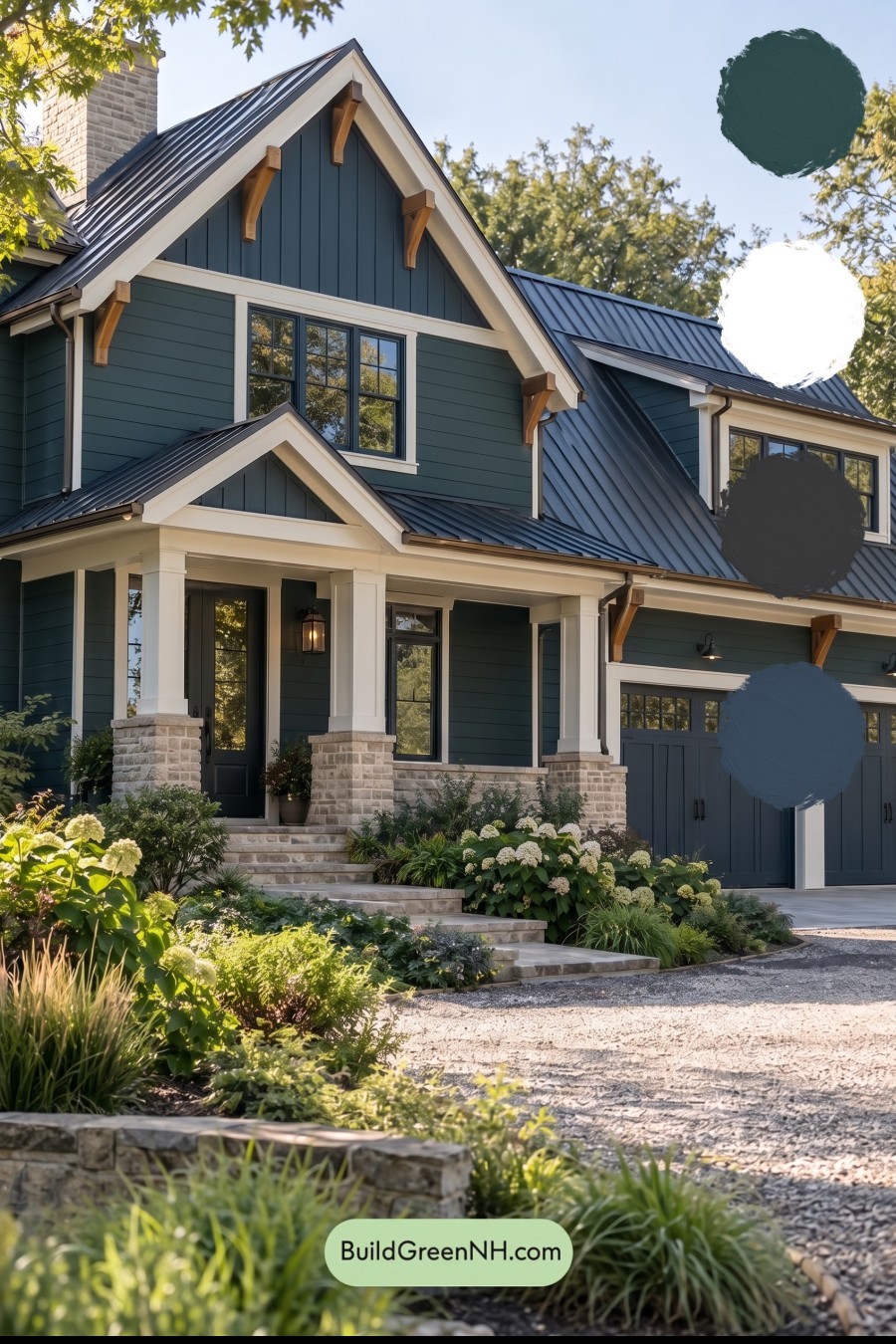 Dark Teal House Exterior Color Scheme: Harbor Chalk Facade