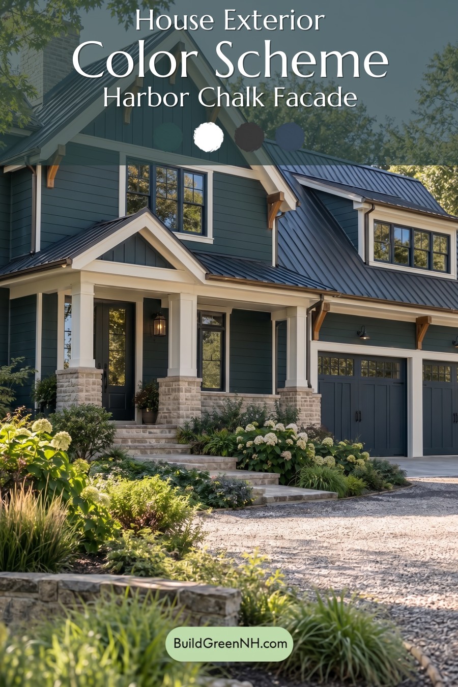 Dark Teal House Exterior Color Scheme: Harbor Chalk Facade