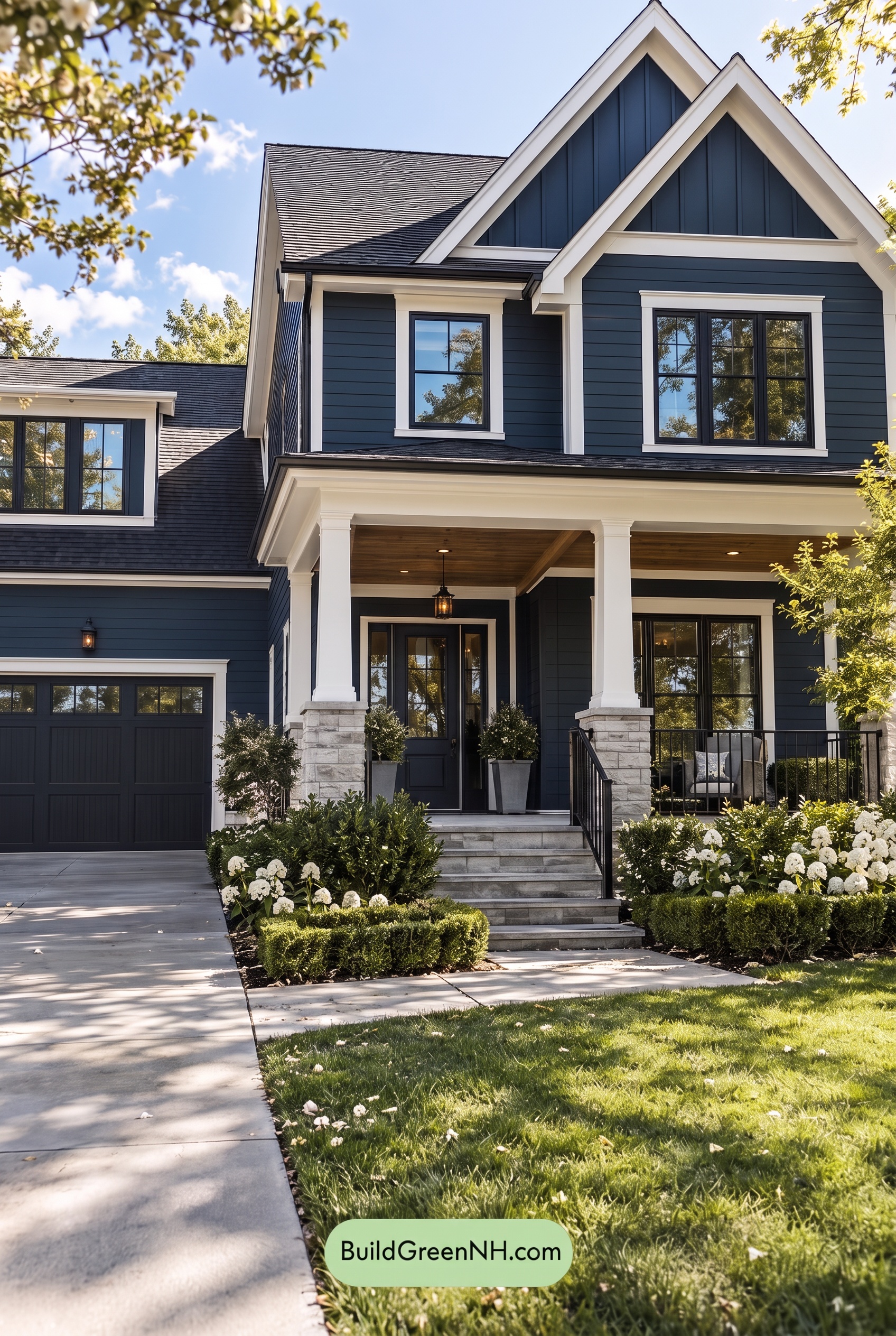Dark Teal House Exterior Color Scheme: Ink Porcelain Gable