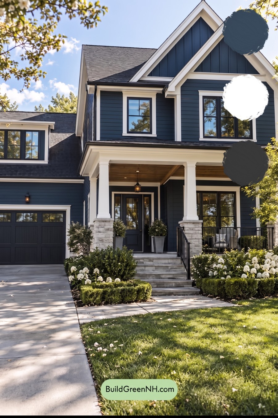Dark Teal House Exterior Color Scheme: Ink Porcelain Gable