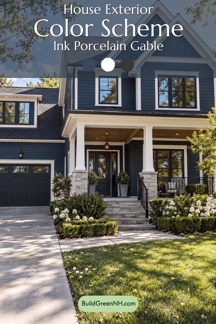 Dark Teal House Exterior Color Scheme: Ink Porcelain Gable