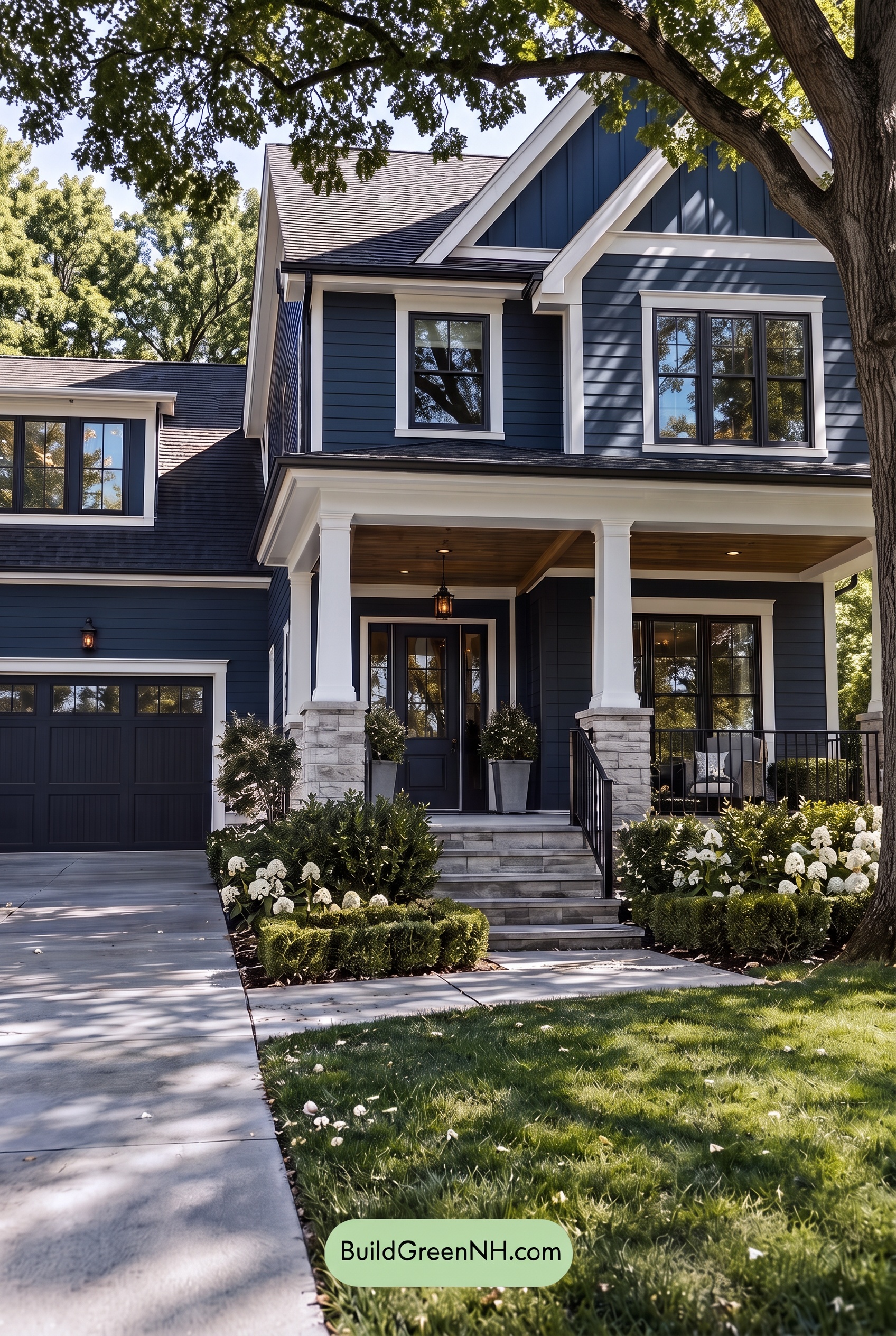 Dark Teal House Exterior Color Scheme: Ink Porcelain Gable - Shade