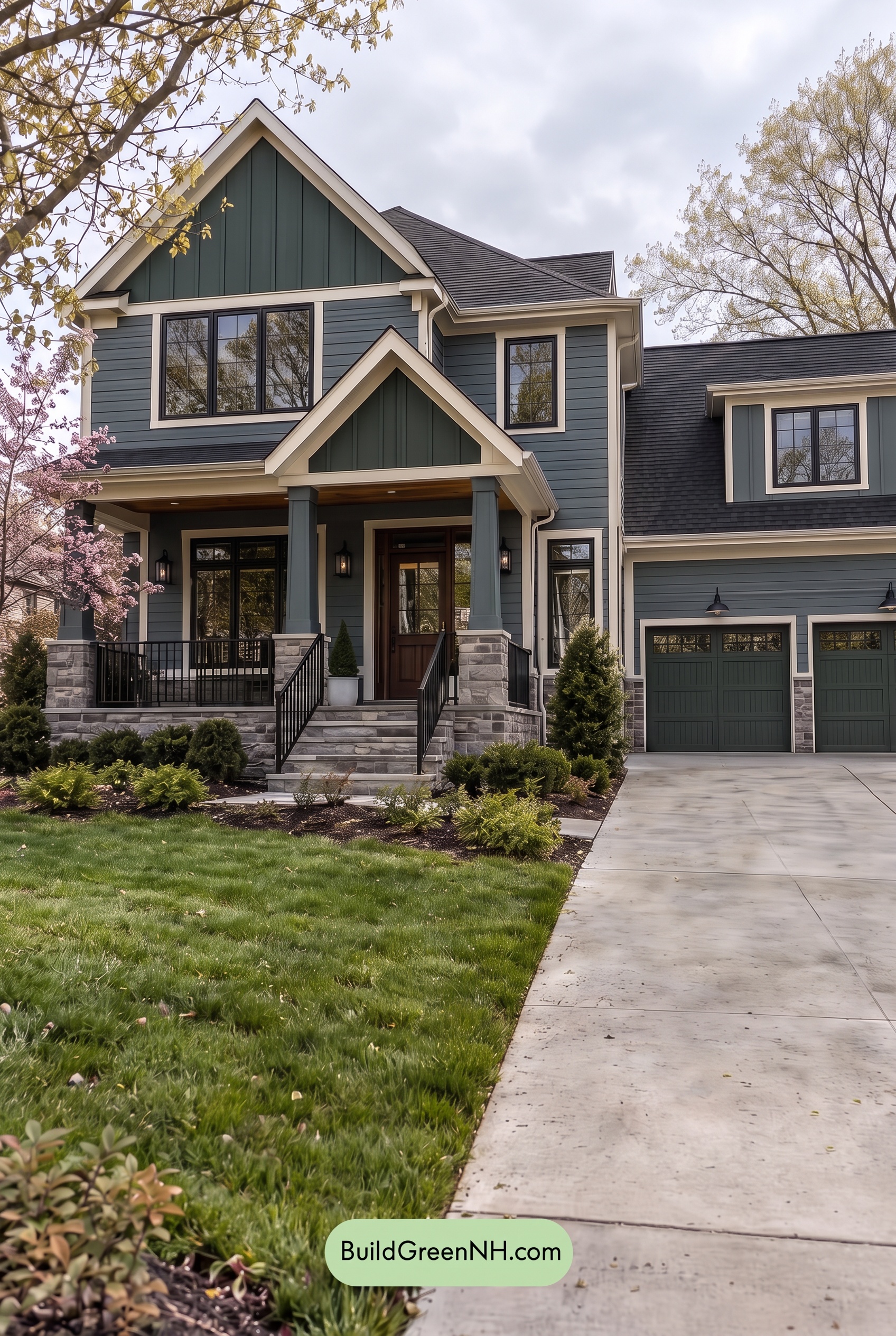 Dark Teal House Exterior Color Scheme: Juniper Slate Reverie - Overcast