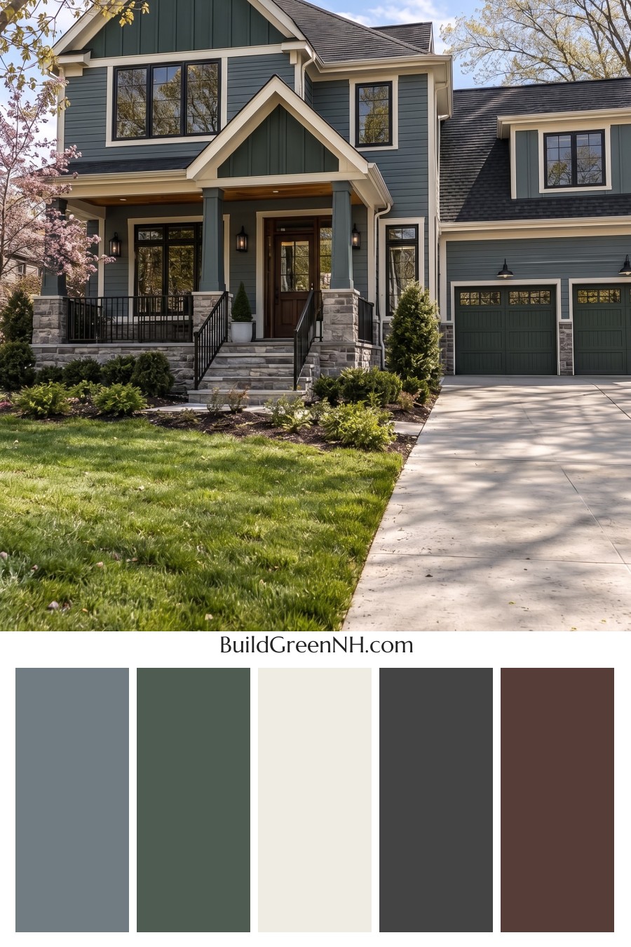 Dark Teal House Exterior Color Scheme: Juniper Slate Reverie