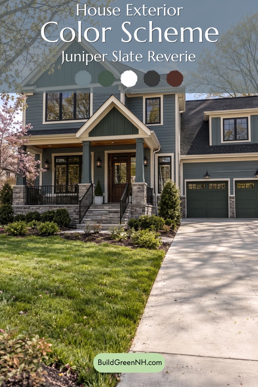 Dark Teal House Exterior Color Scheme: Juniper Slate Reverie