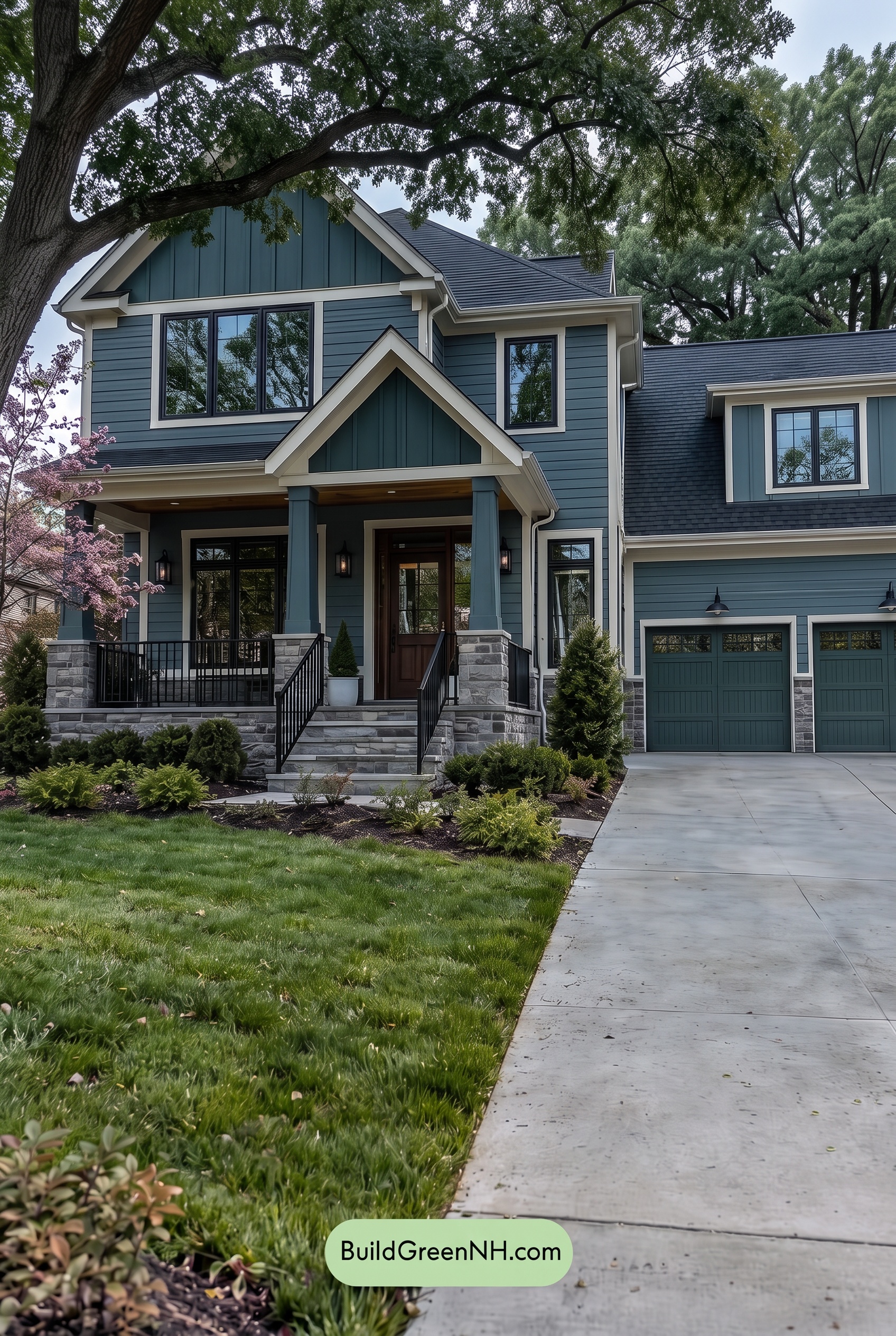 Dark Teal House Exterior Color Scheme: Juniper Slate Reverie - Shade