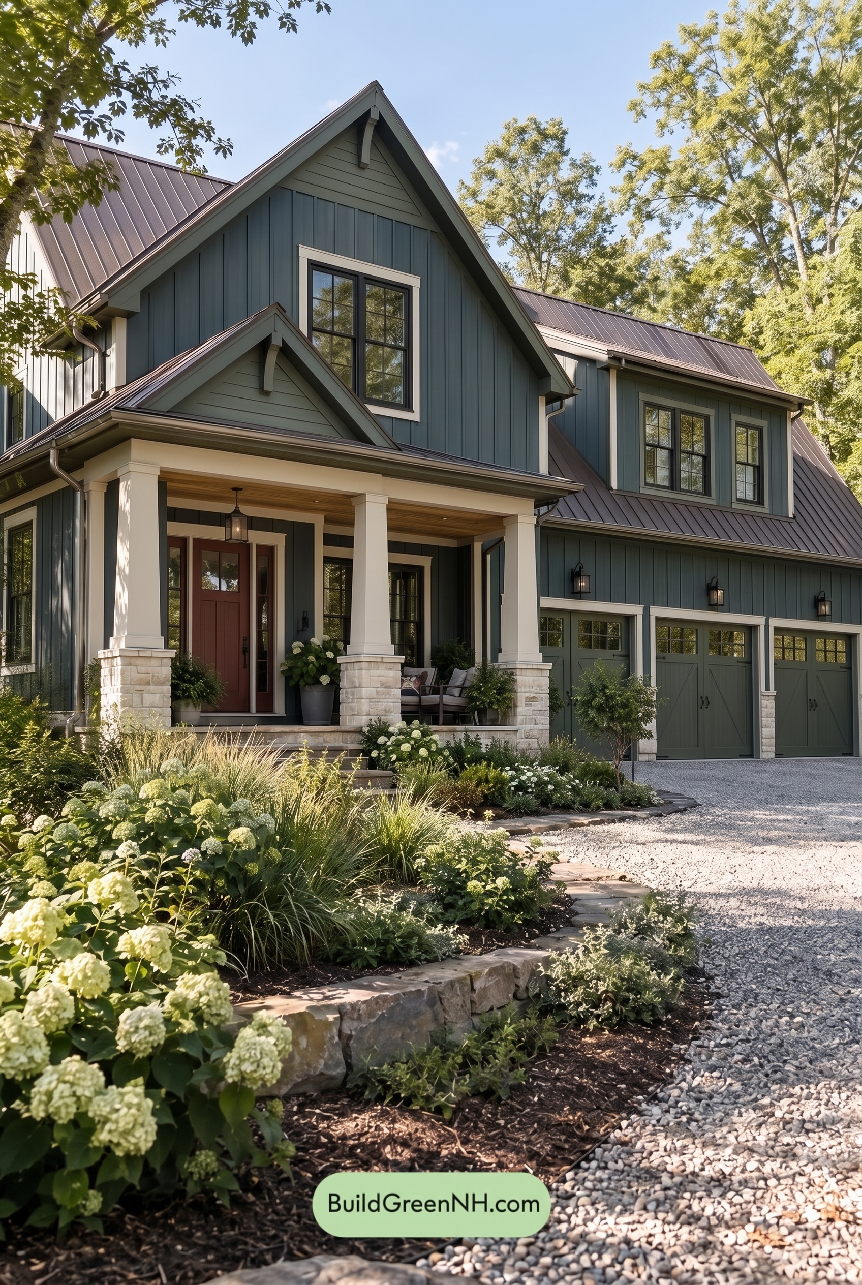 Dark Teal House Exterior Color Scheme: Moss Pearl Gable