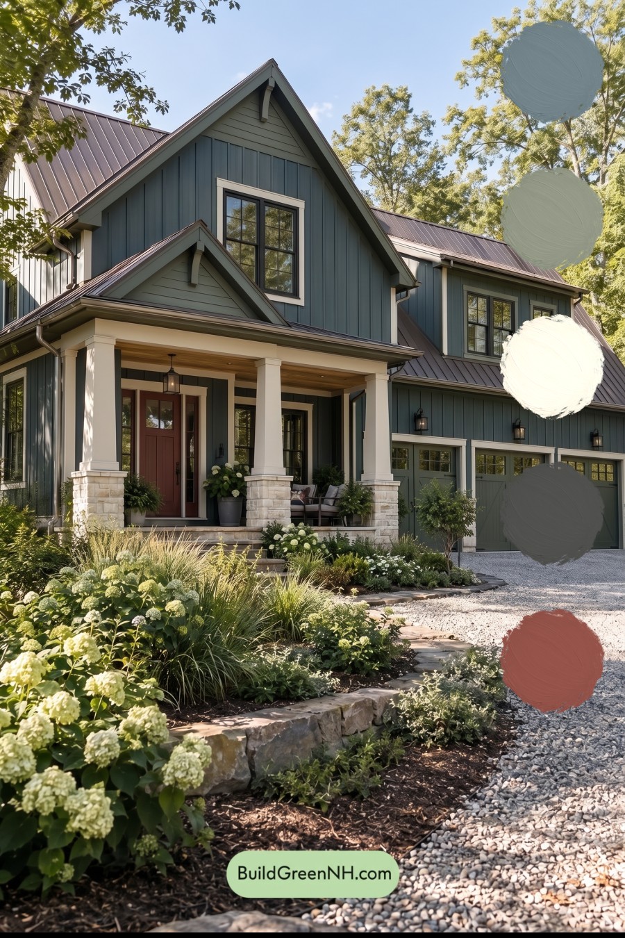 Dark Teal House Exterior Color Scheme: Moss Pearl Gable