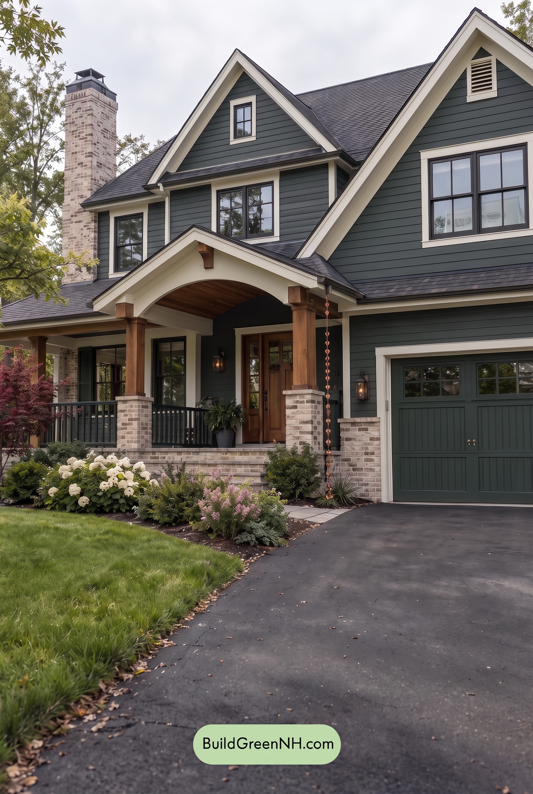 Dark Teal House Exterior Color Scheme: Pine Brass Harbor - Overcast