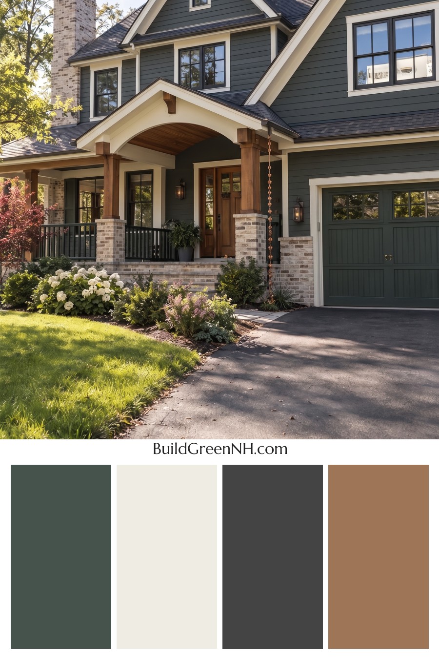 Dark Teal House Exterior Color Scheme: Pine Brass Harbor