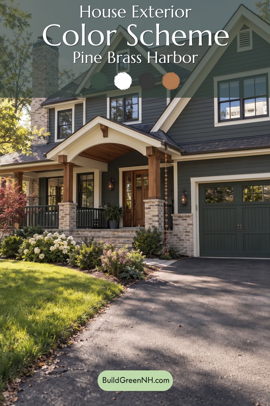Dark Teal House Exterior Color Scheme: Pine Brass Harbor