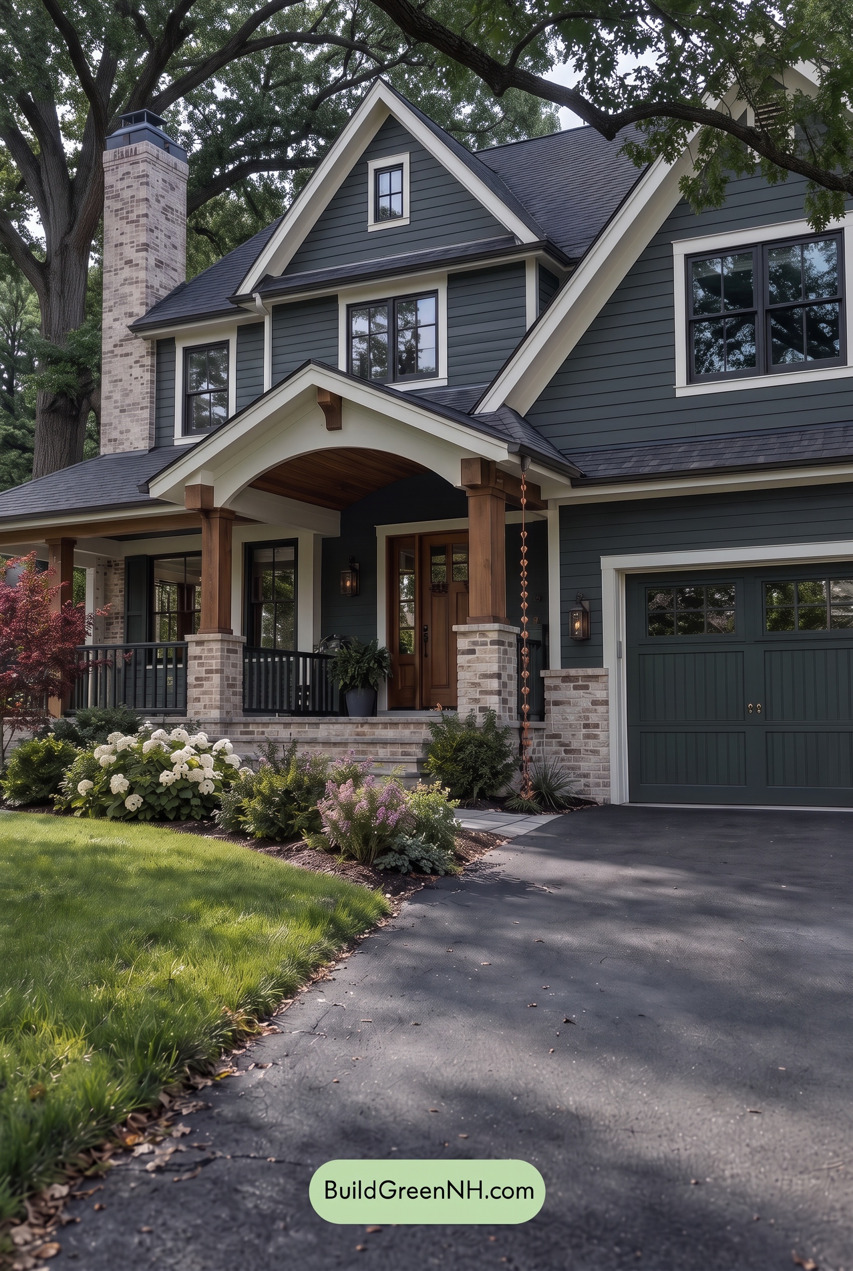 Dark Teal House Exterior Color Scheme: Pine Brass Harbor - Shade