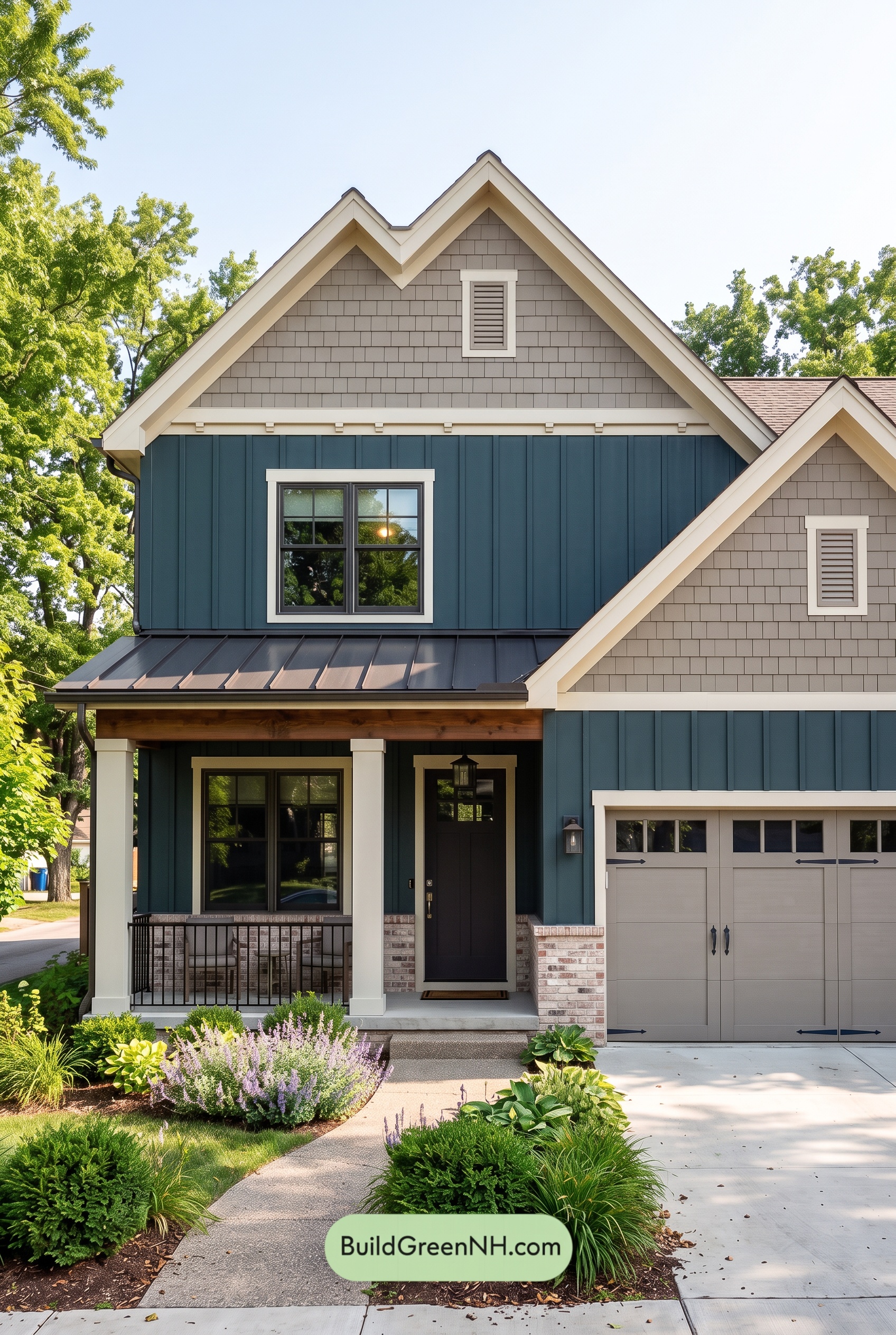 Dark Teal House Exterior Color Scheme: Porch Emberline