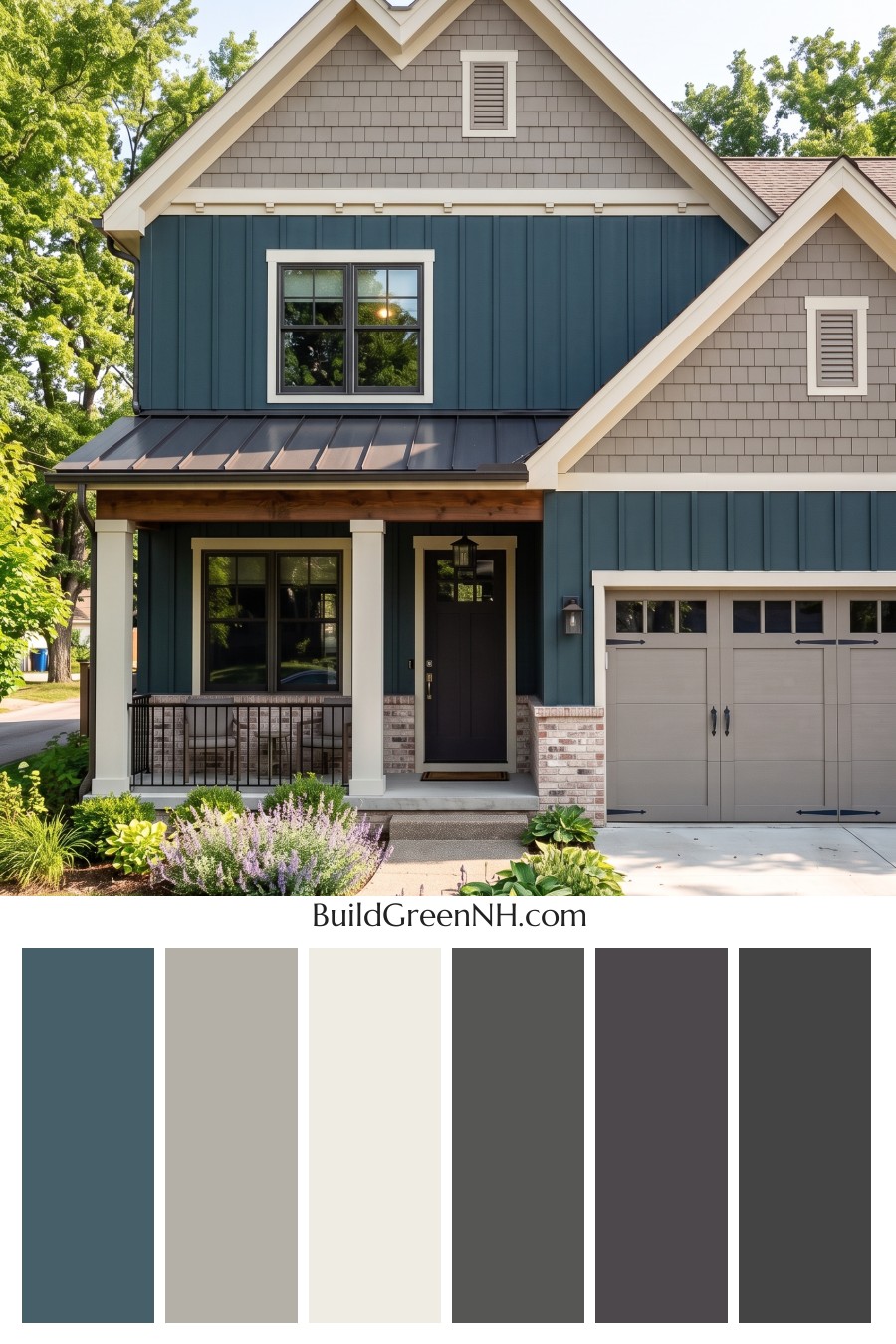 Dark Teal House Exterior Color Scheme: Porch Emberline