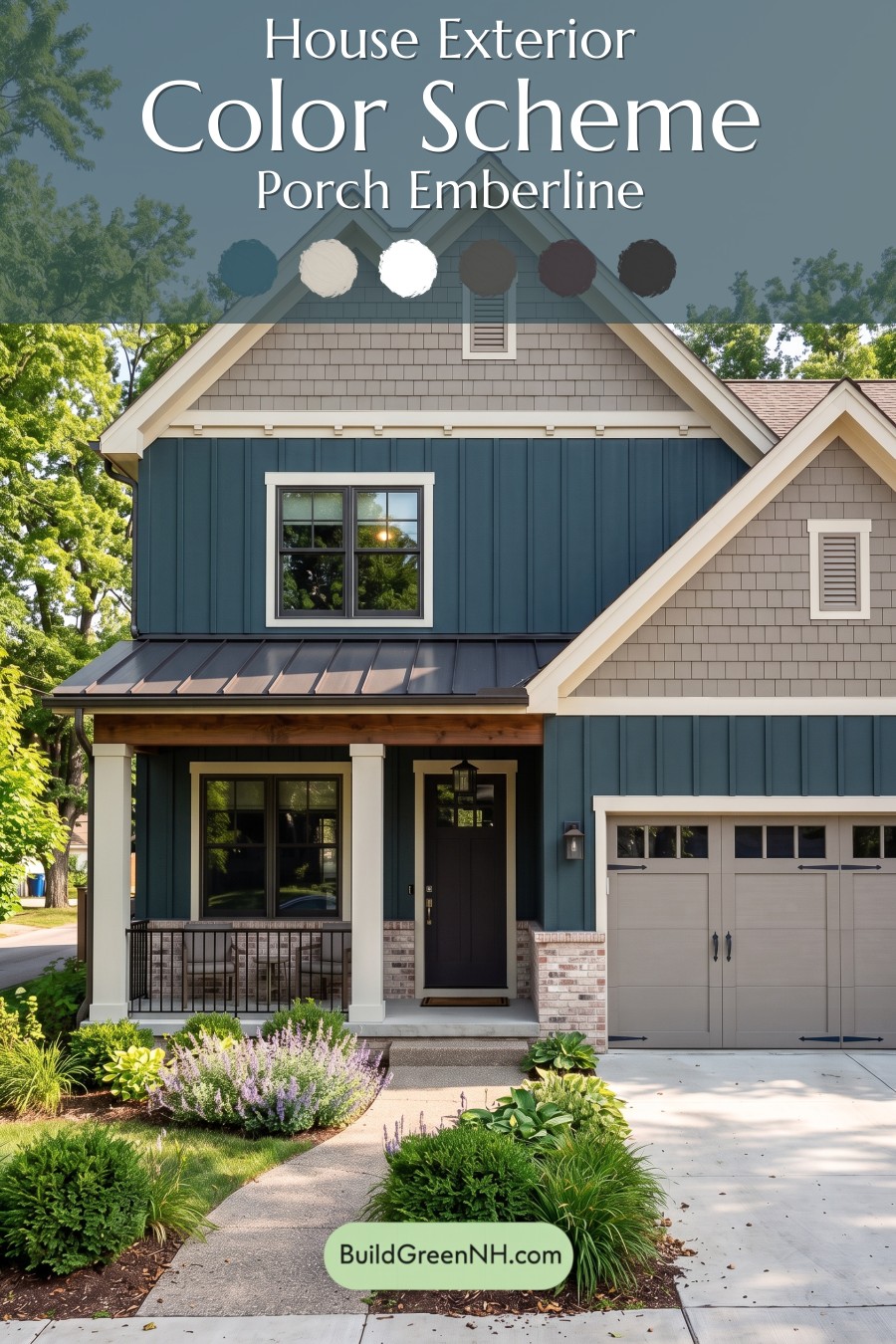 Dark Teal House Exterior Color Scheme: Porch Emberline
