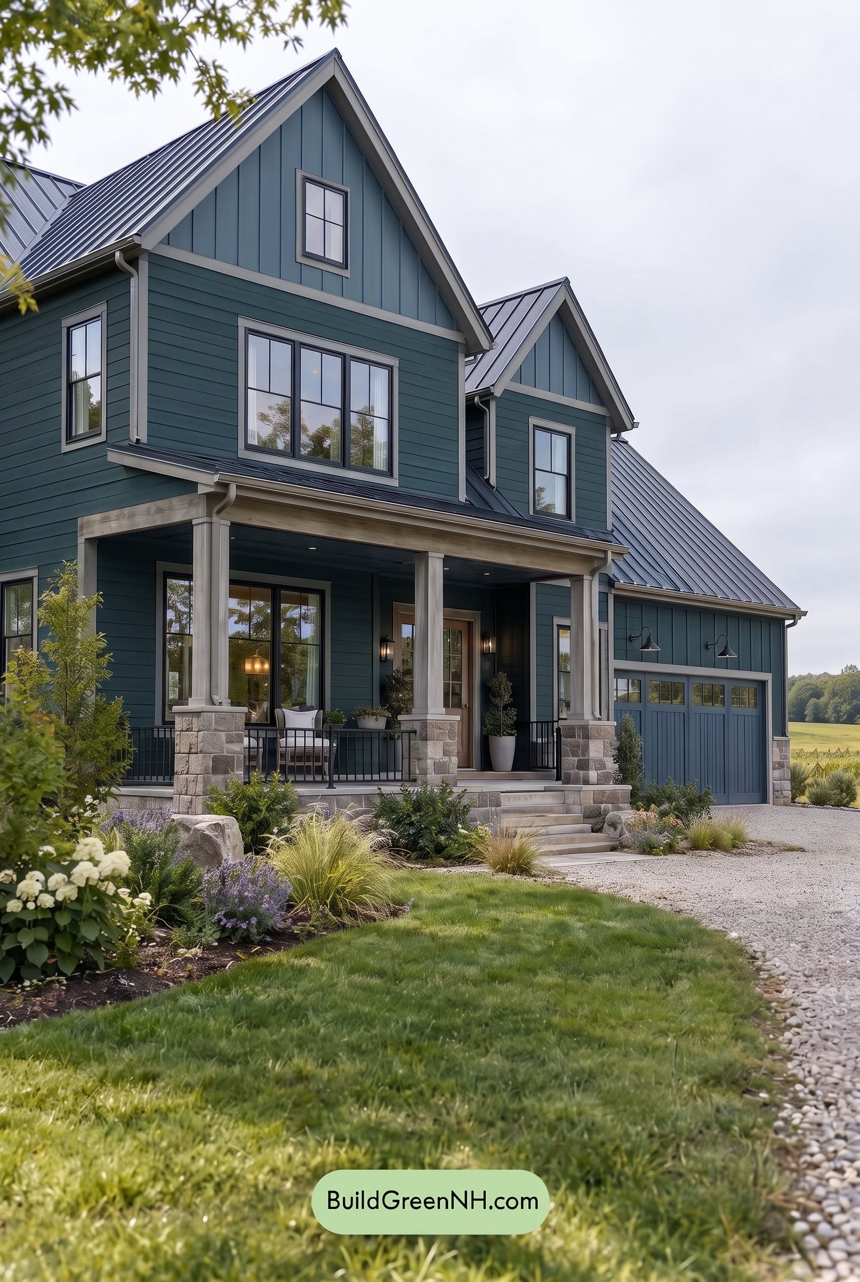 Dark Teal House Exterior Color Scheme: Sapphire Plasterline - Overcast