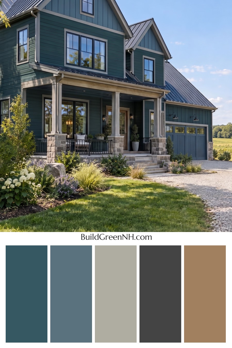 Dark Teal House Exterior Color Scheme: Sapphire Plasterline