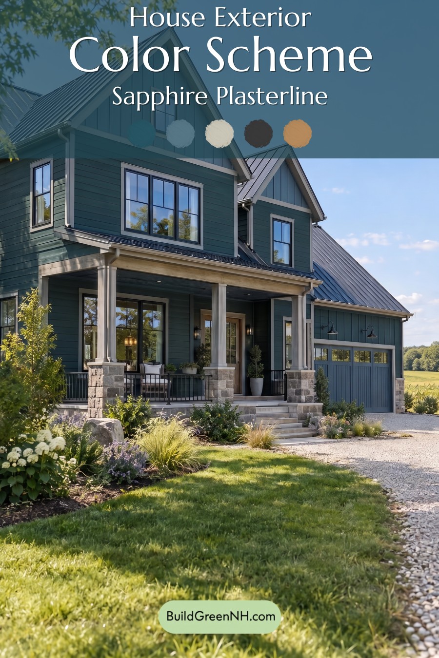 Dark Teal House Exterior Color Scheme: Sapphire Plasterline